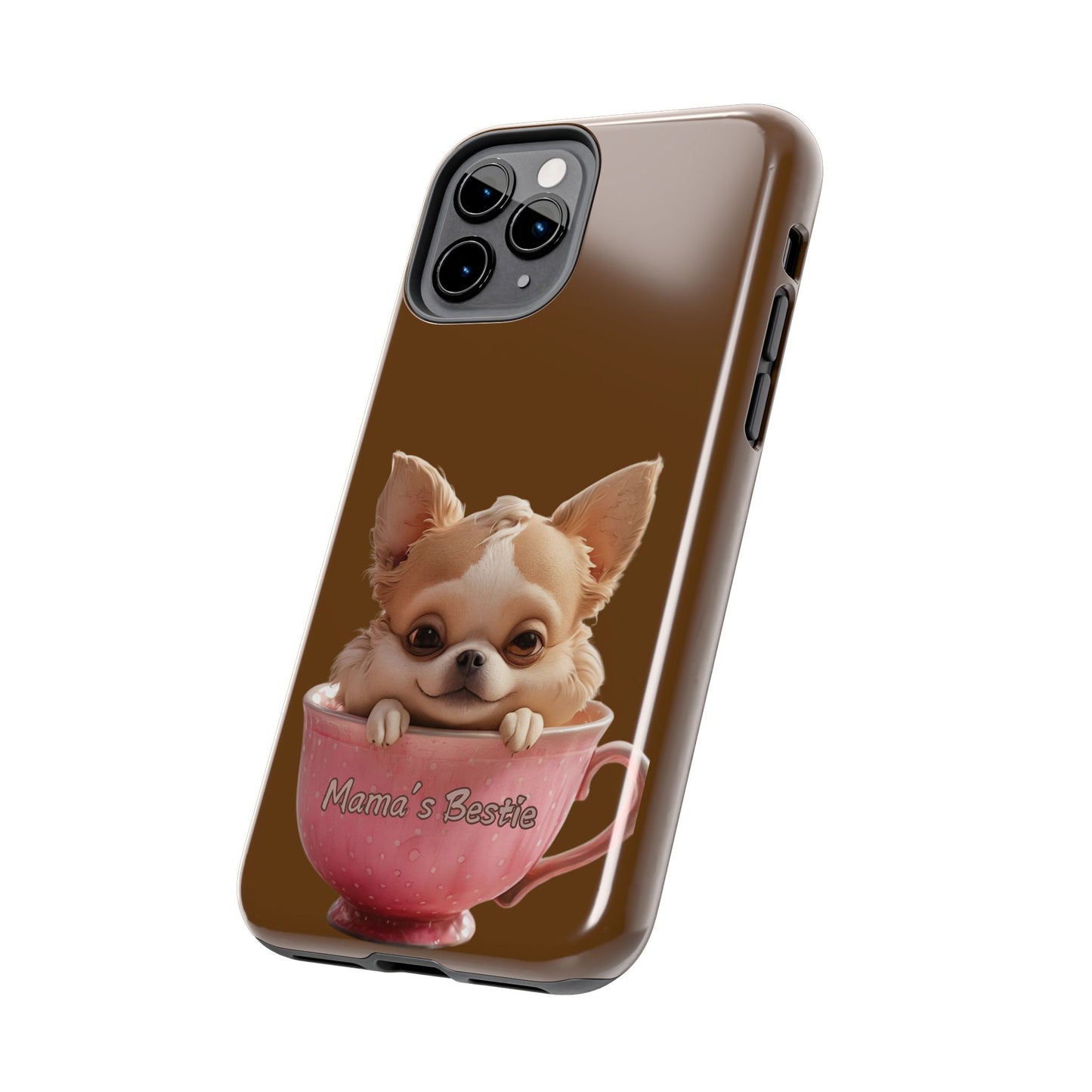 Cute Chihuahua Tough Phone Case - 'Mama's Bestie' Design