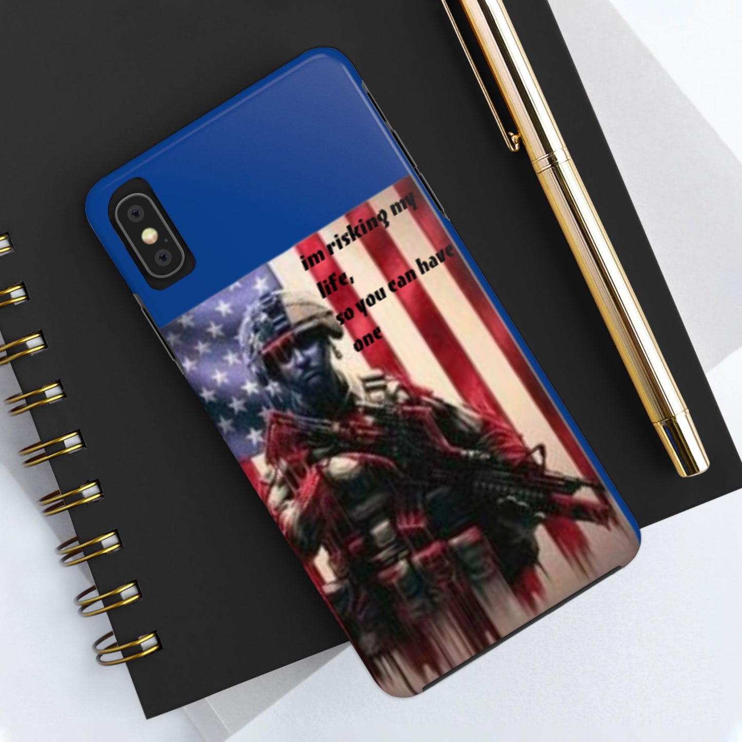 Patriotic Tough Phone Case - 'I'm Risking My Life' Design