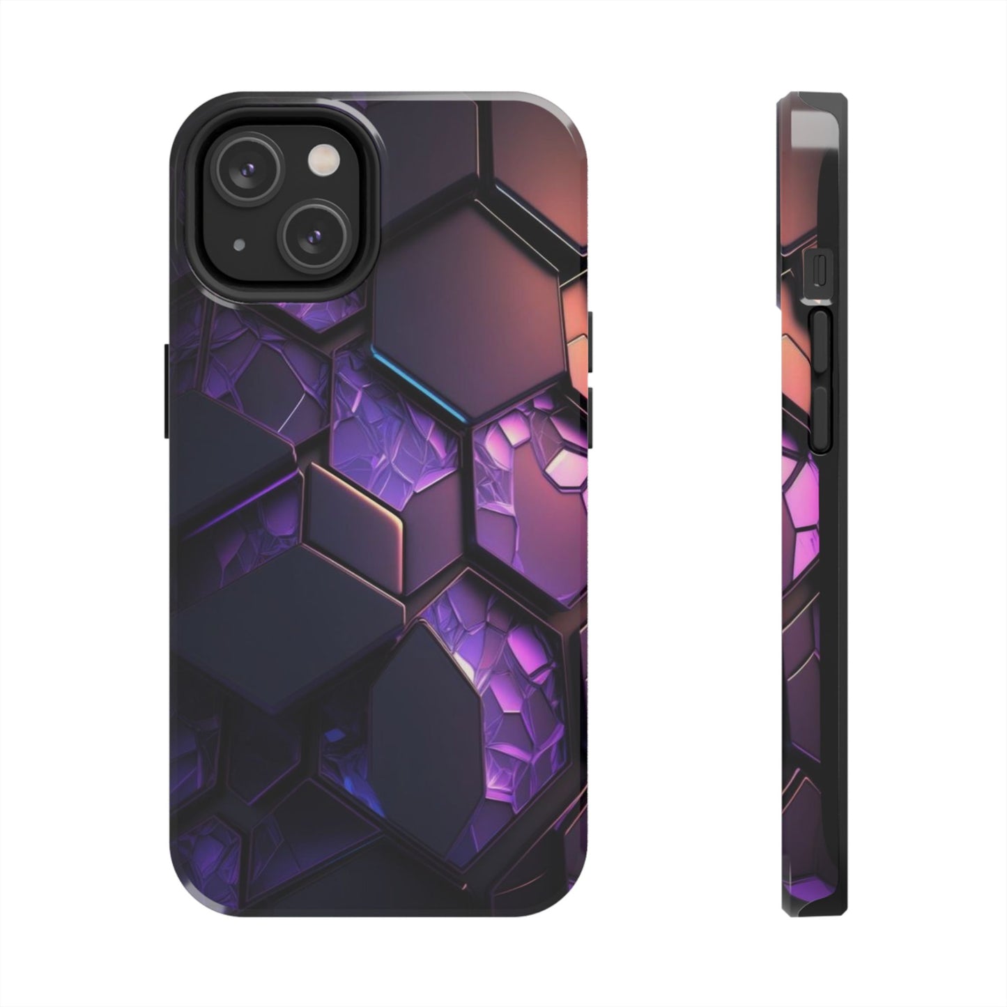 Hexagonal Tough Phone Case - Vibrant Protective Design for Tech Enthusiasts