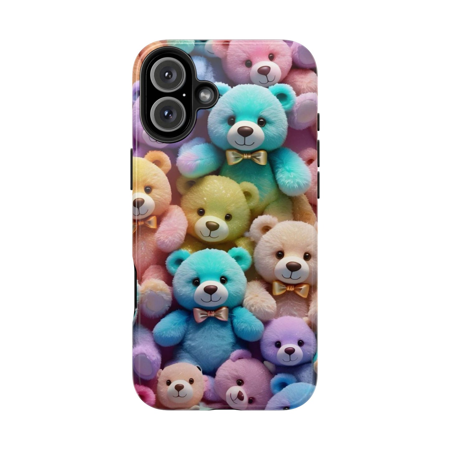 "Cute Teddy Bear Tough Phone Case – Colorful Plush-Inspired Protective Cover for iPhone & Android"