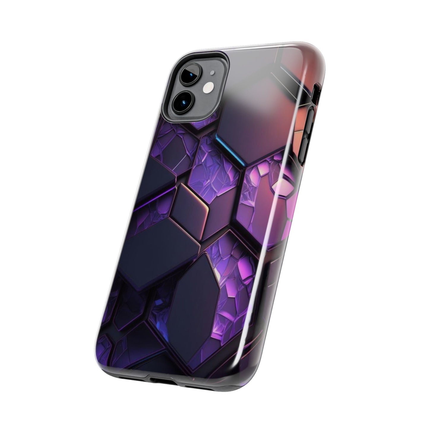 Hexagonal Tough Phone Case - Vibrant Protective Design for Tech Enthusiasts