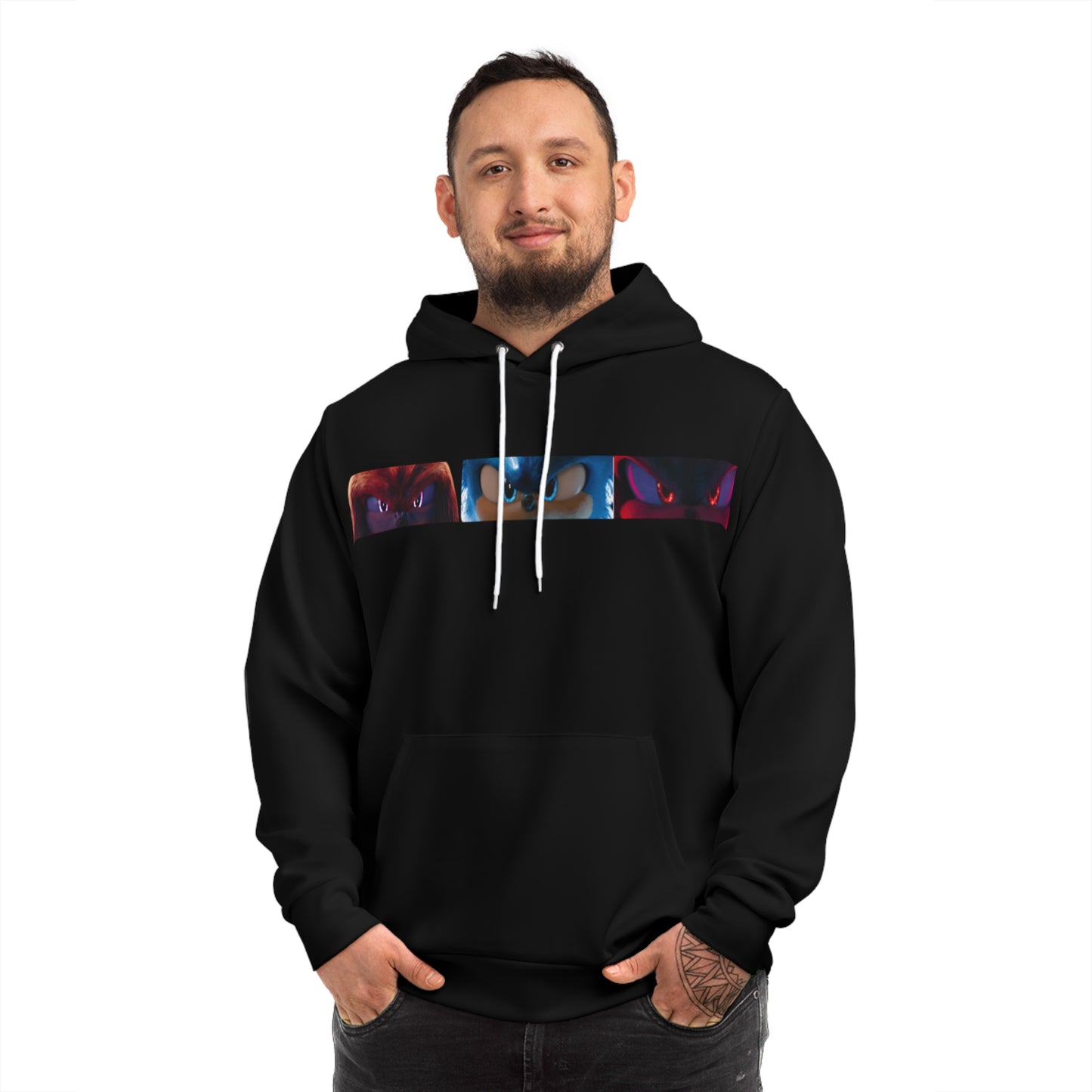 Royal Sapphire Men’s Streetwear Hoodie – "Sonic, Knuckles & Shadow" Retro Gaming Sweatshirt with Drawstrings & Kangaroo Pocket