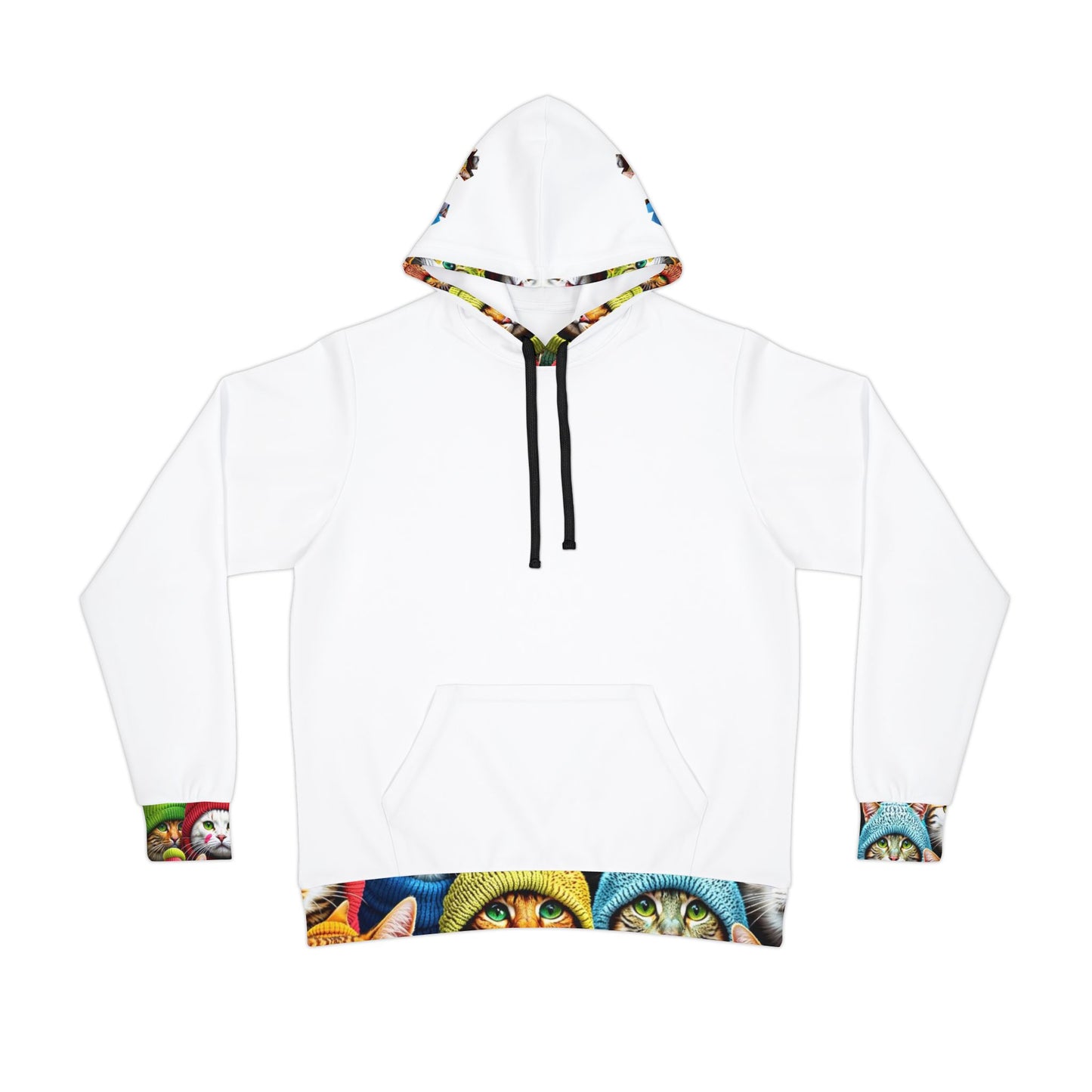 "White Whimsical Cat Hoodie – Cozy & Stylish Sweatshirt for Animal Lovers"