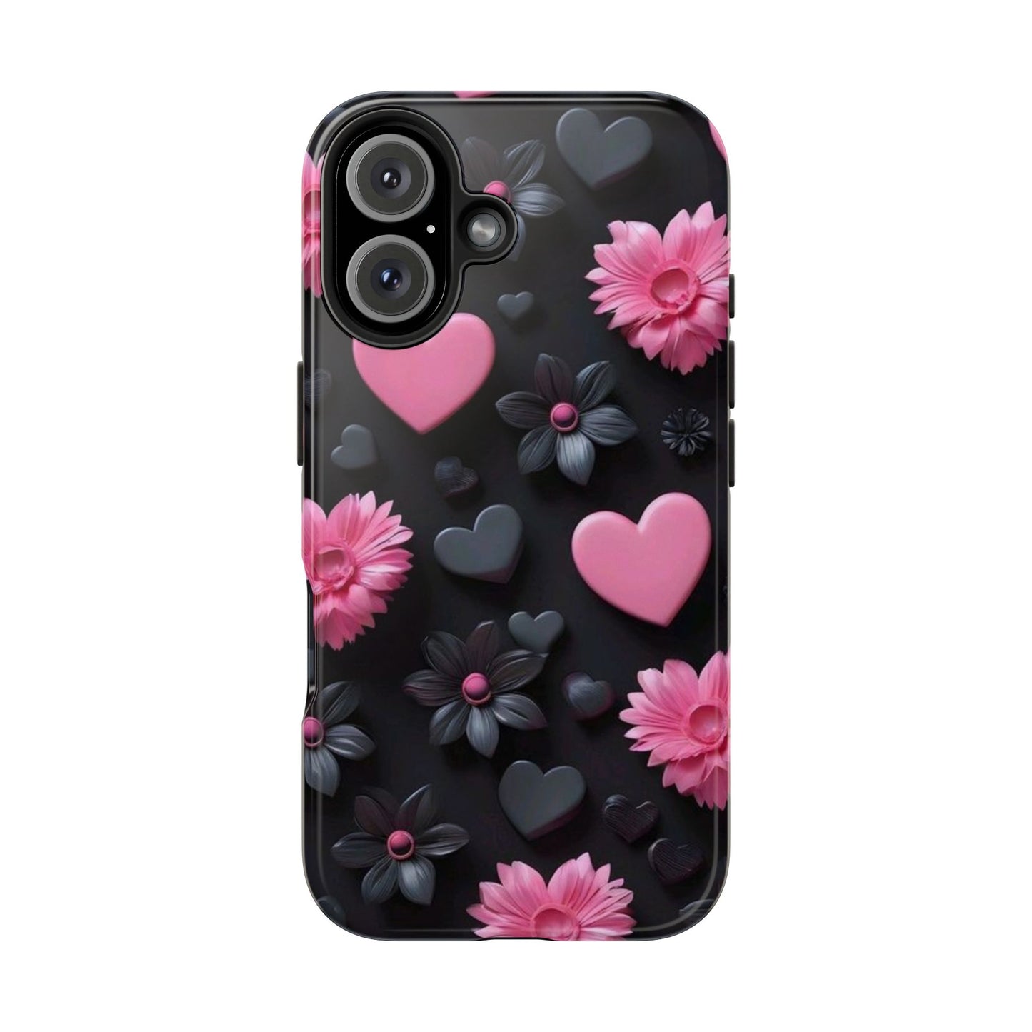 Floral Heart Tough Phone Case - Durable Protection Bold Design For iPhones & Androids