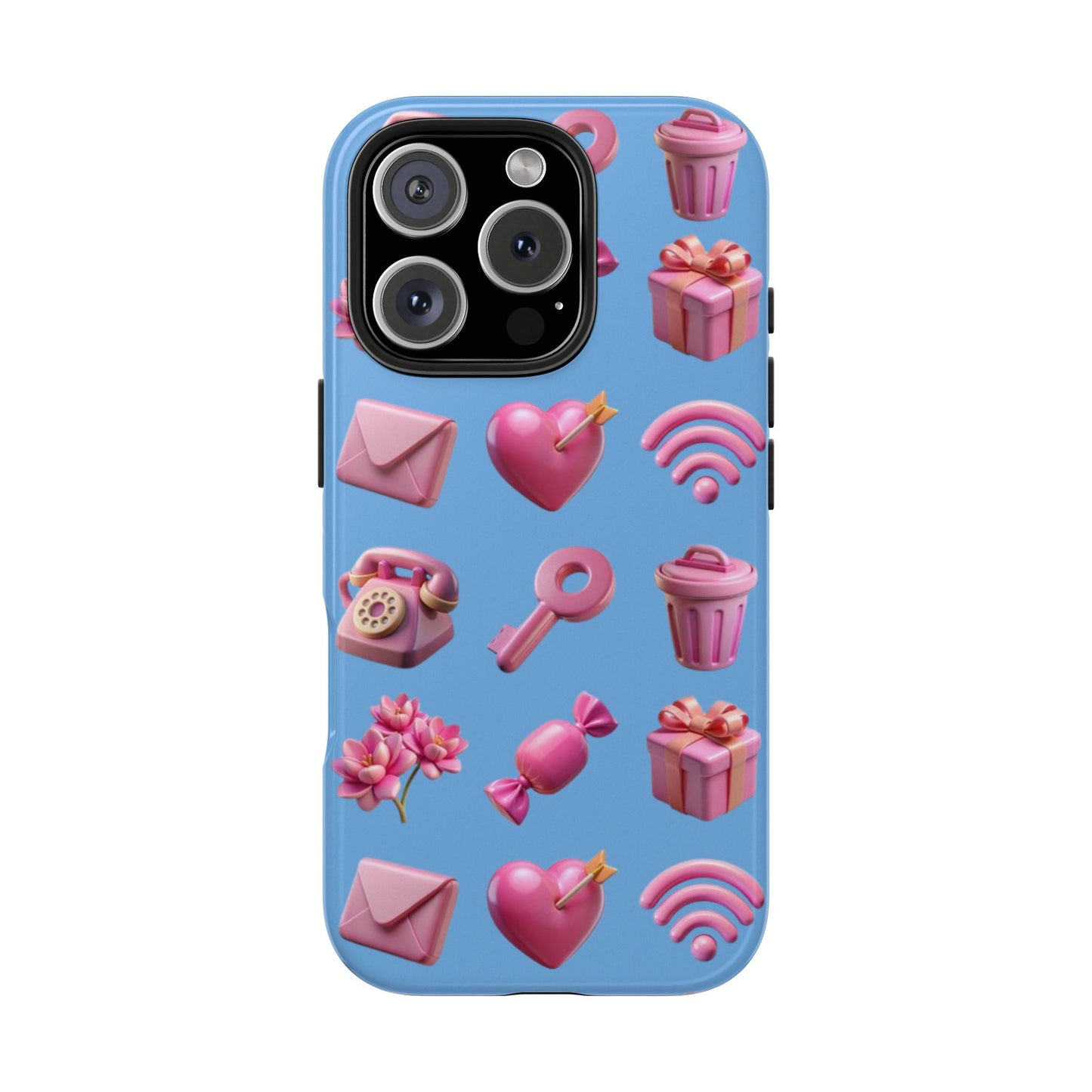 Cute and Colorful Tough Phone Case - Pink Emojis Design