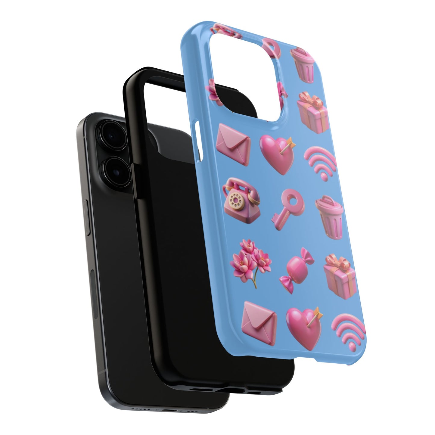 Cute and Colorful Tough Phone Case - Pink Emojis Design