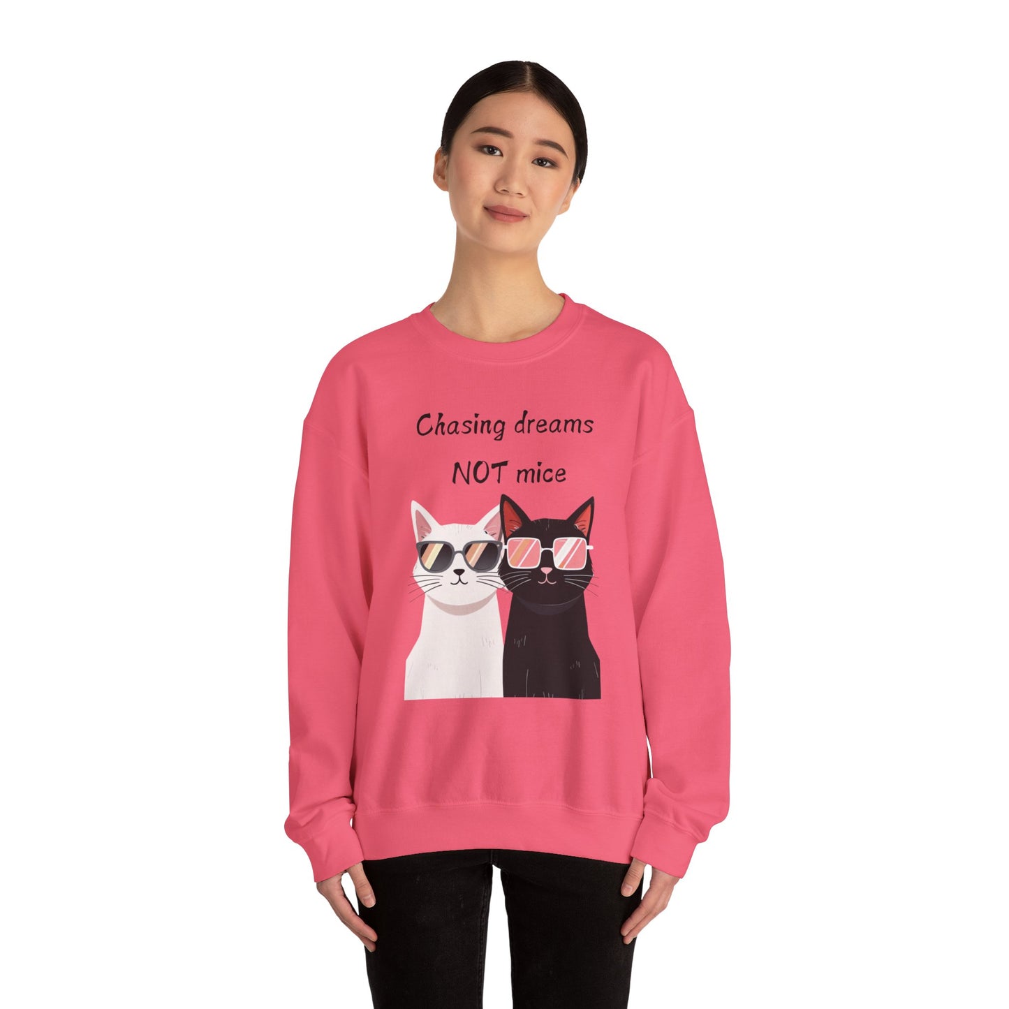 Dusty Lilac Chasing Dreams Cat-Lover Sweater for Men & Women – Whiskered Motivation Style