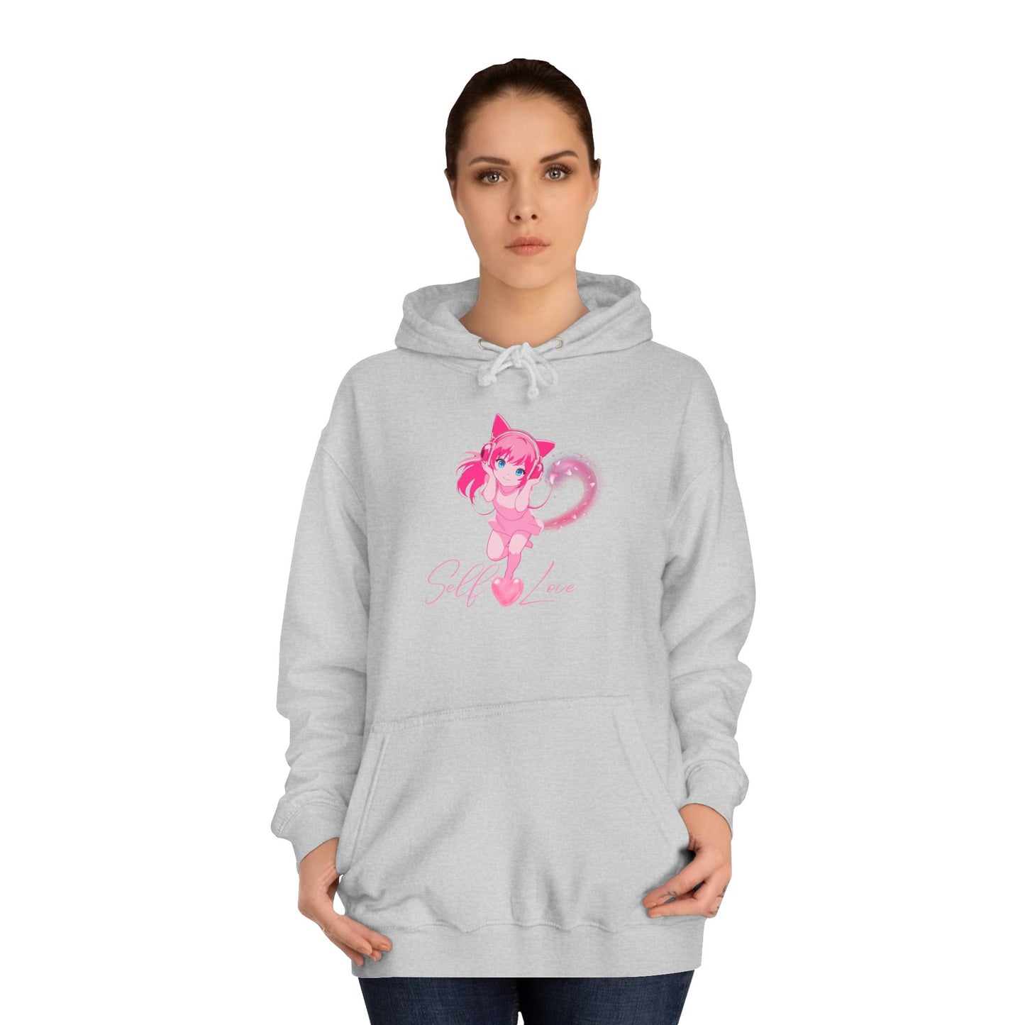 Charcoal Grey Self-Love Sweatshirt – Cute Pink Anime Aesthetic Pullover