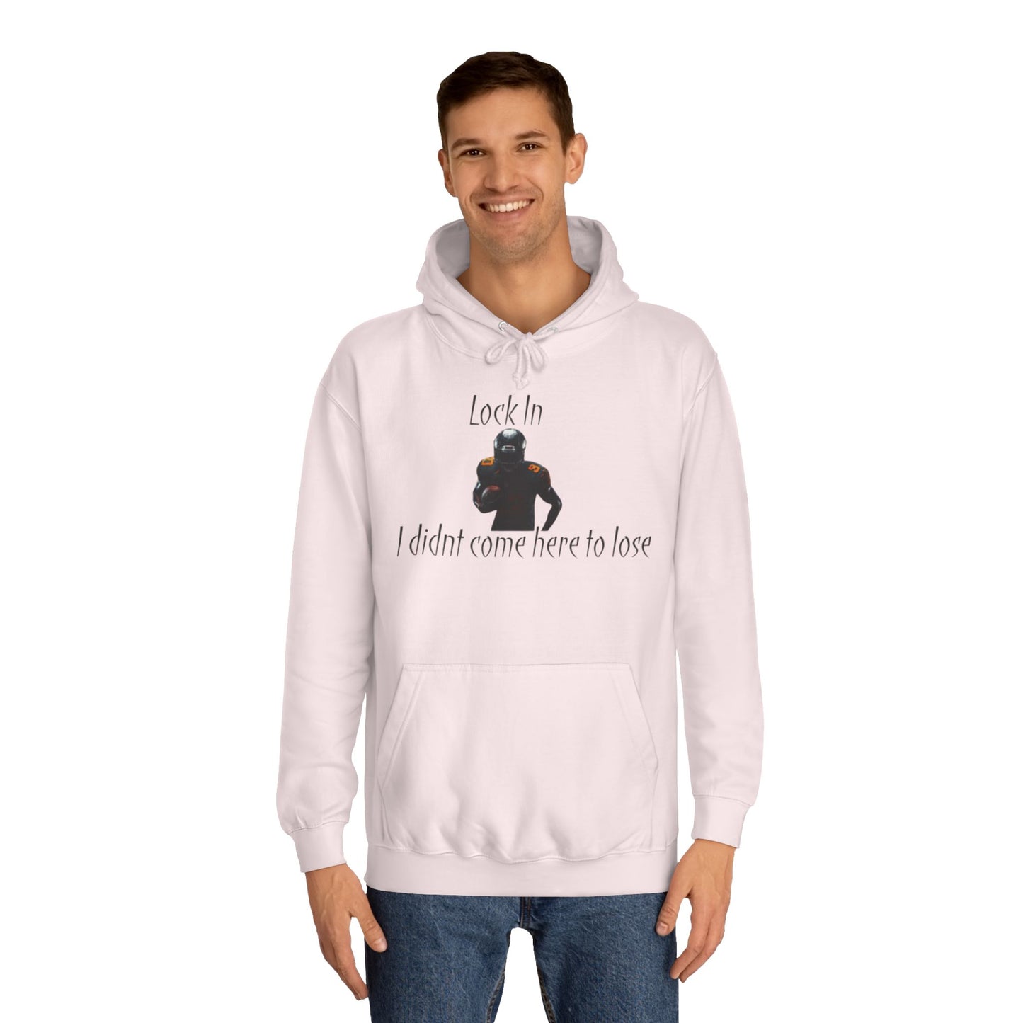 Glacier White Men’s NFL Hoodie – "Lock In" Football Edition Sweatshirt with Drawstrings & Kangaroo Pocket