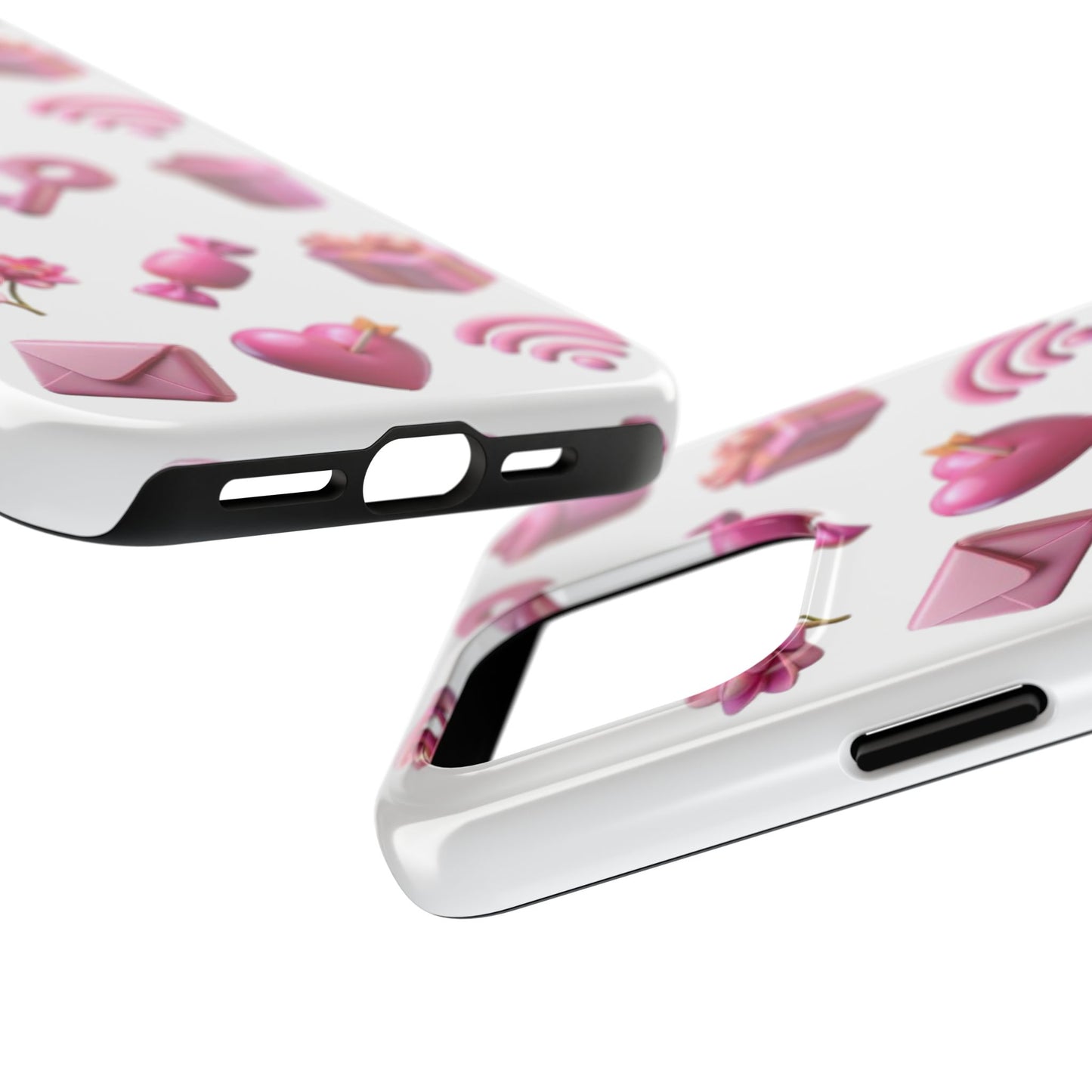 Cute and Colorful Tough Phone Case - Pink Emojis Design