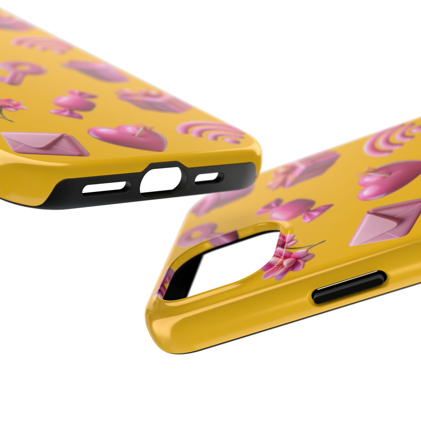 Cute and Colorful Tough Phone Case - Pink Emojis Design