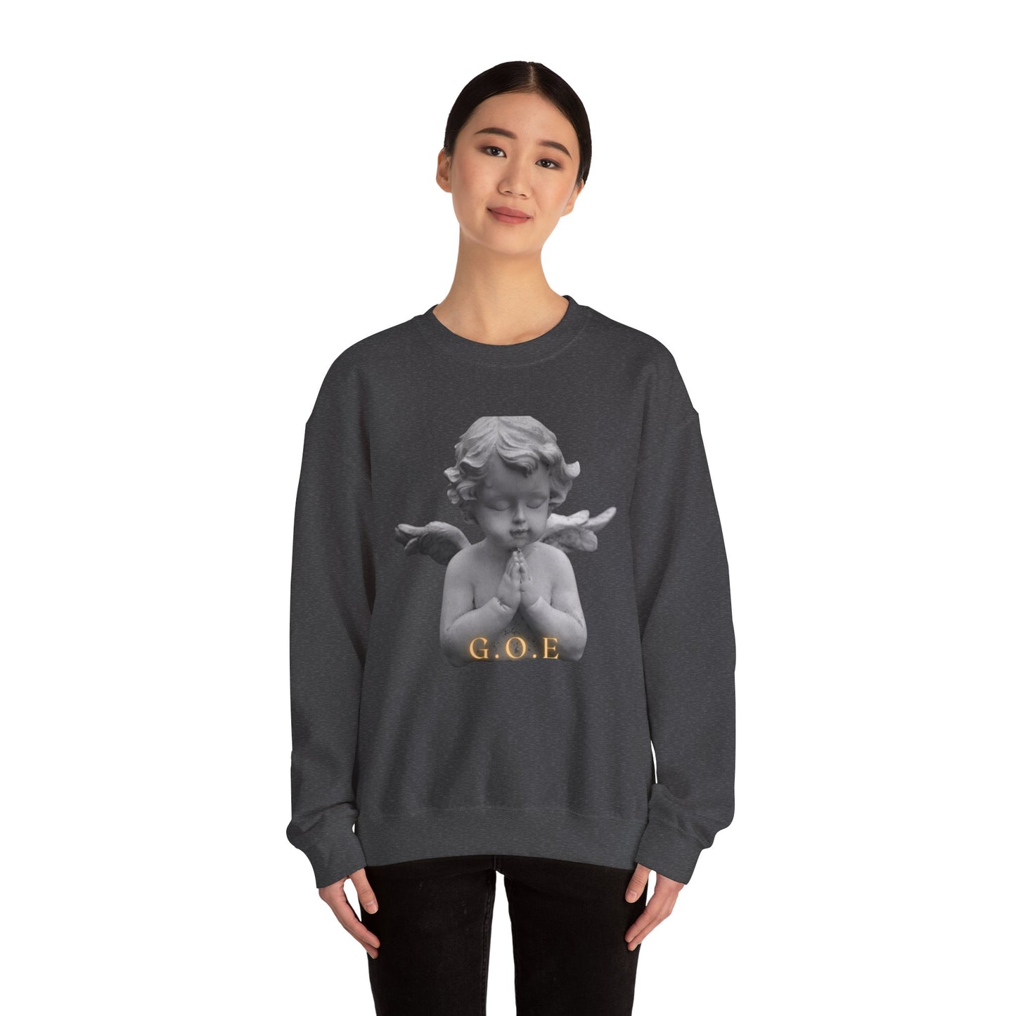 Pure Cloud Men & Women’s Sweater – "G.O.E Angel" (God Over Everything) Faith-Inspired Pullover