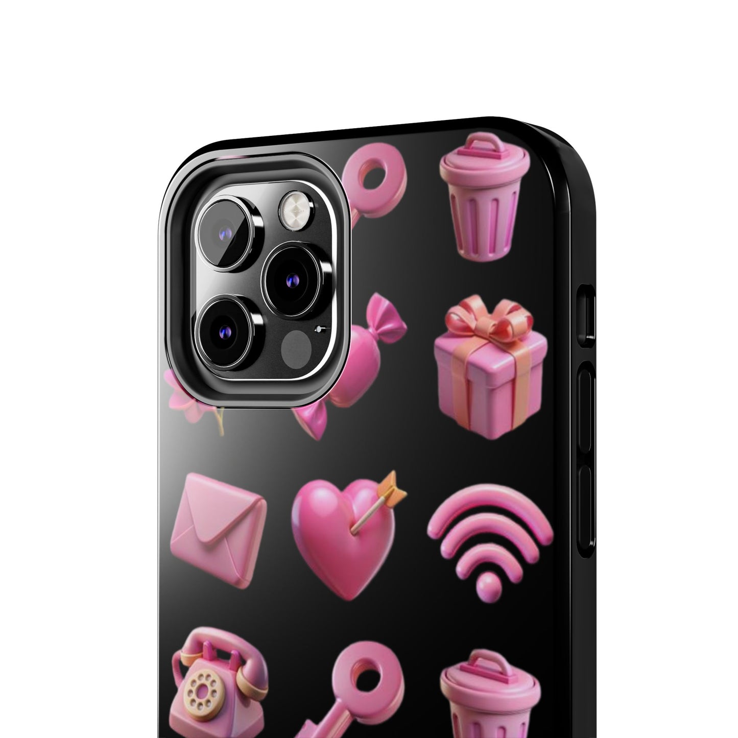 Cute and Colorful Tough Phone Case - Pink Emojis Design