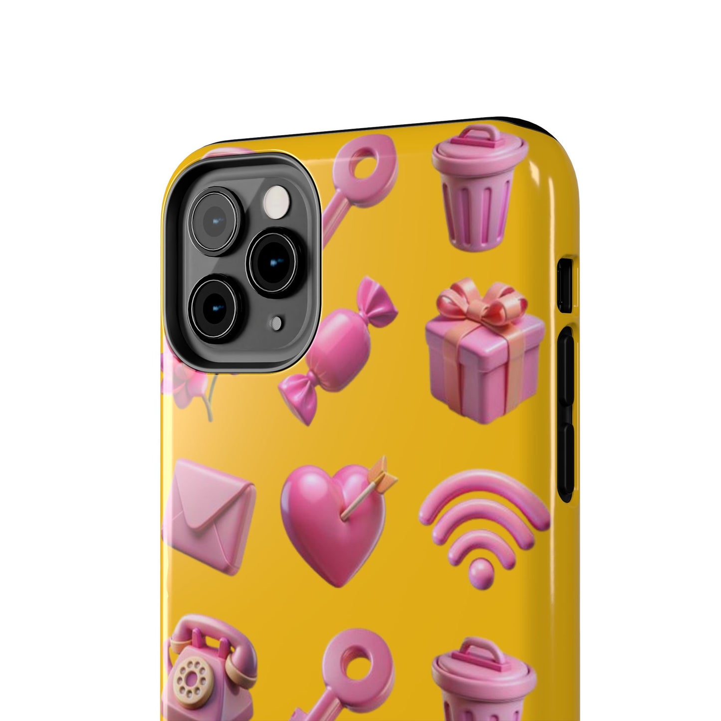 Cute and Colorful Tough Phone Case - Pink Emojis Design