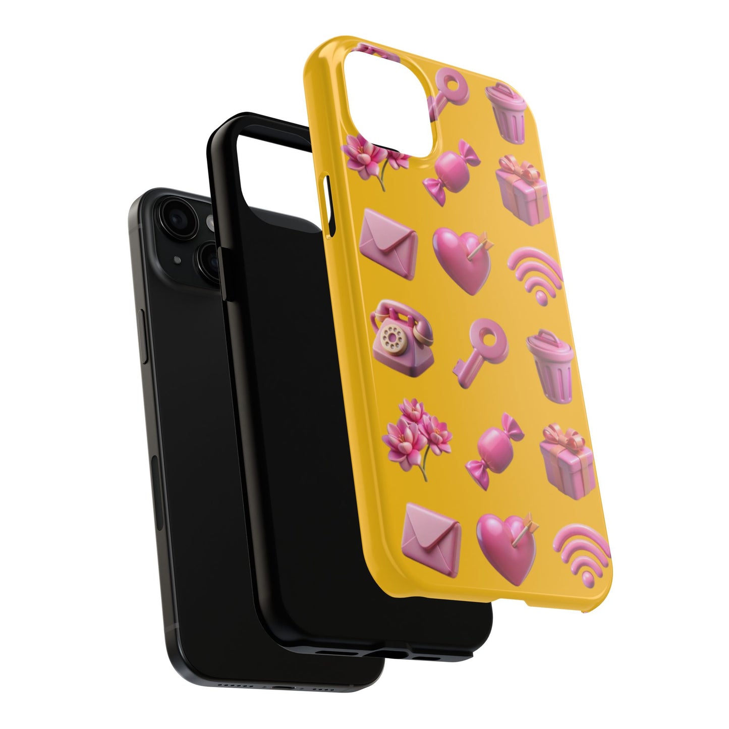 Cute and Colorful Tough Phone Case - Pink Emojis Design