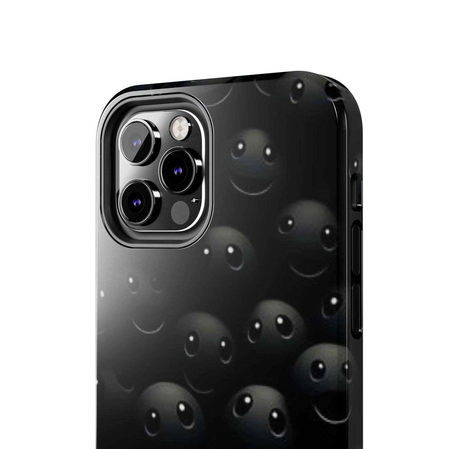 😊 Cute Smiley Face Black Tough Phone Case – Fun & Durable Protection for iPhone & Android