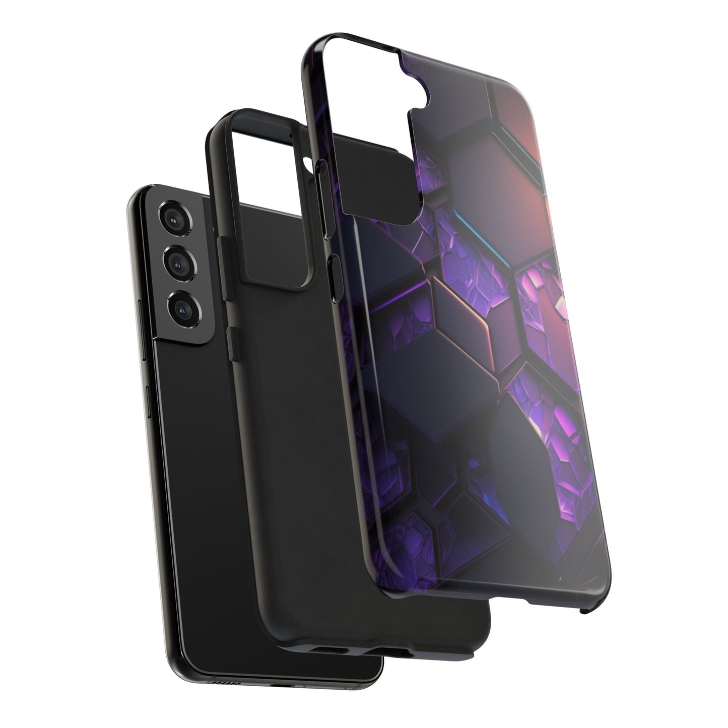 Hexagonal Tough Phone Case - Vibrant Protective Design for Tech Enthusiasts