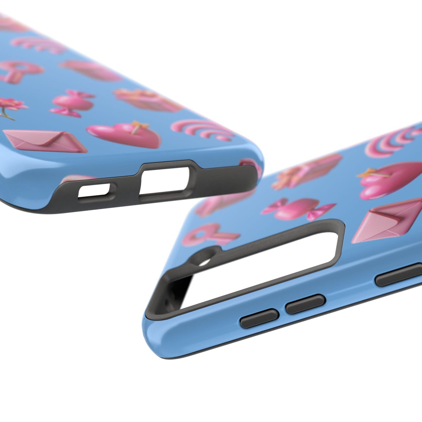 Cute and Colorful Tough Phone Case - Pink Emojis Design