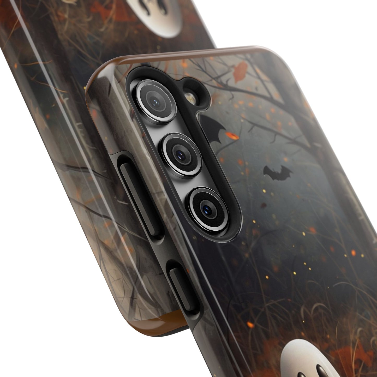 Spooky Halloween Phone Case - Tough Protective Cover with Ghost and Pumpkin Design
