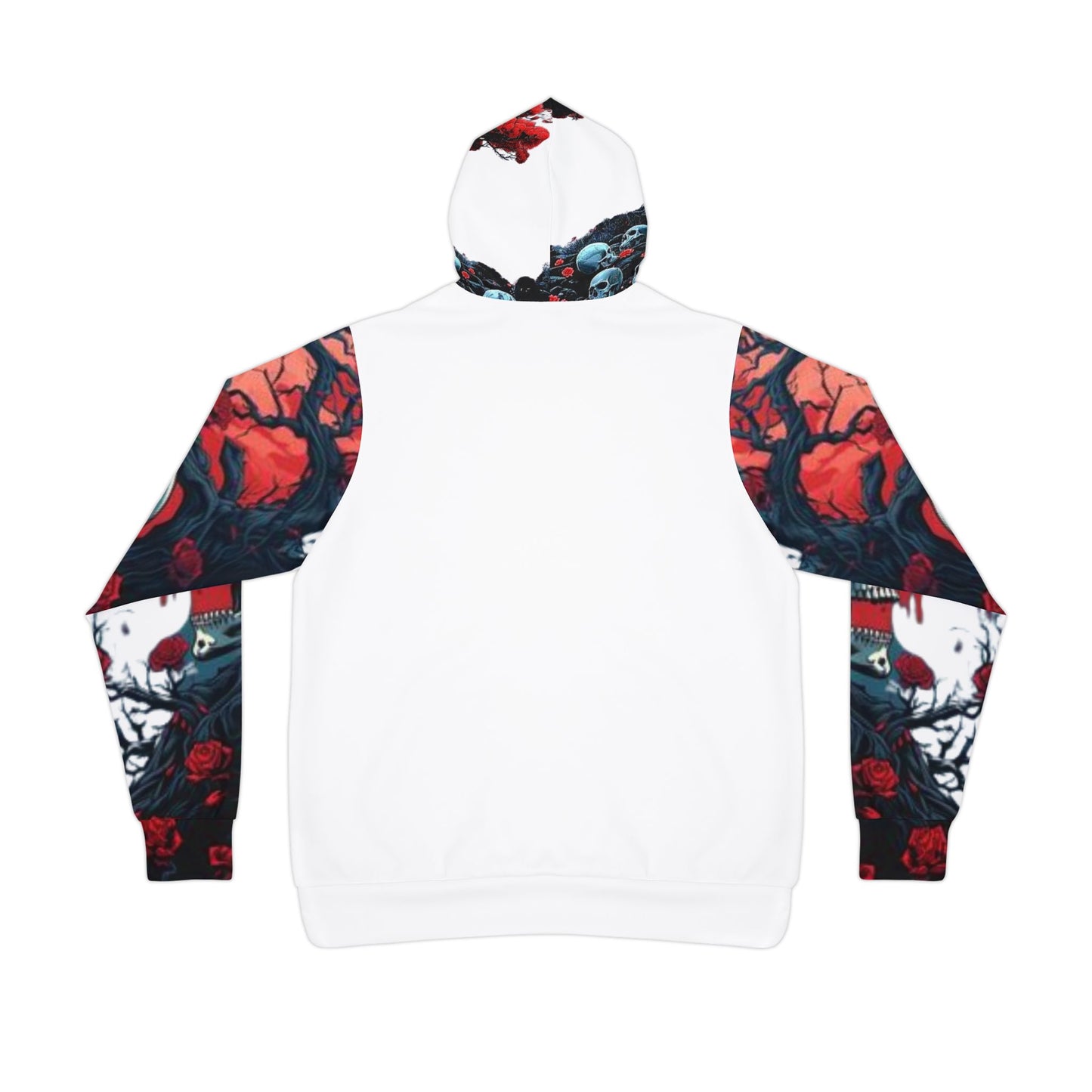 π White Hoodie β Bold Blue Skulls Graphic Streetwear Sweatshirt