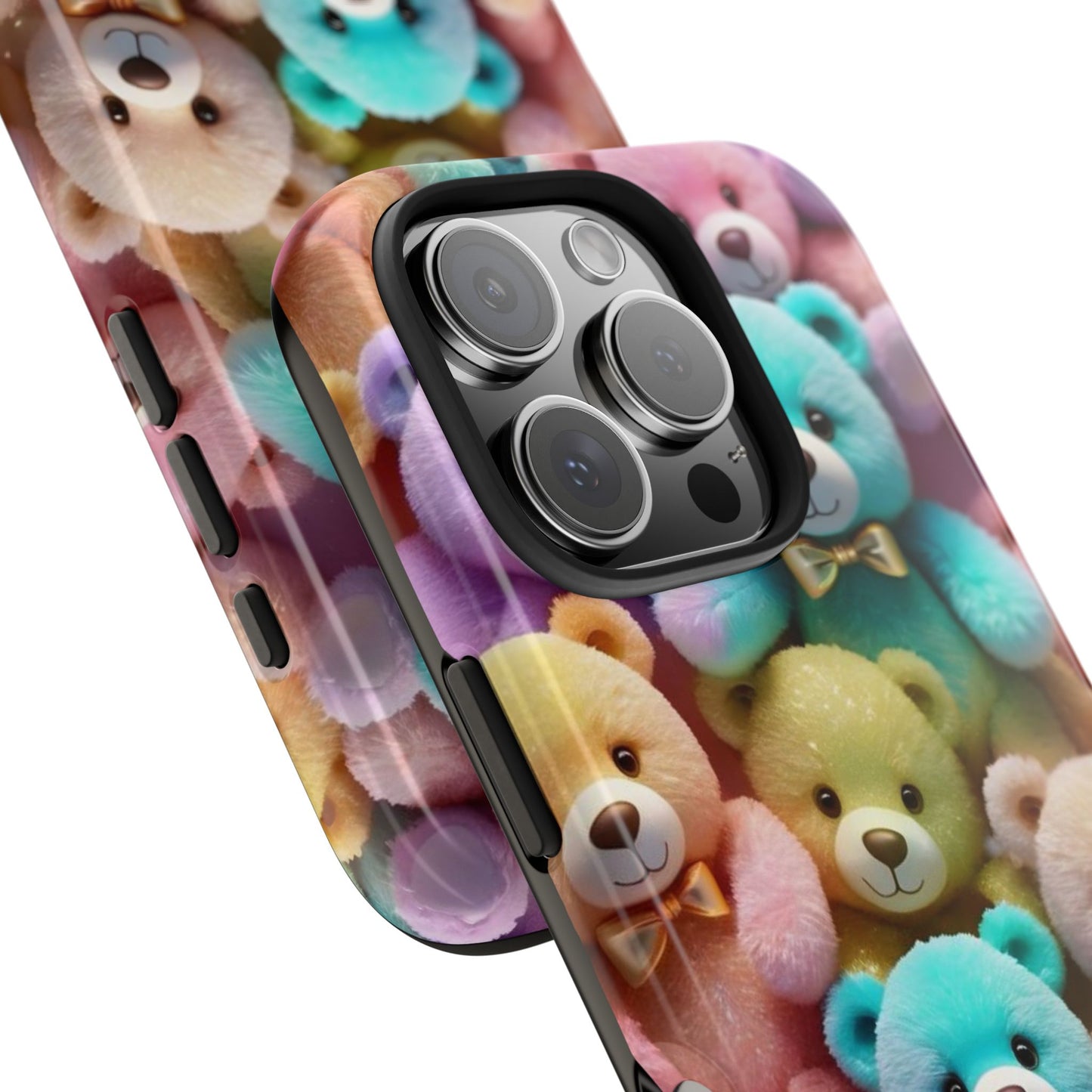 "Cute Teddy Bear Tough Phone Case – Colorful Plush-Inspired Protective Cover for iPhone & Android"