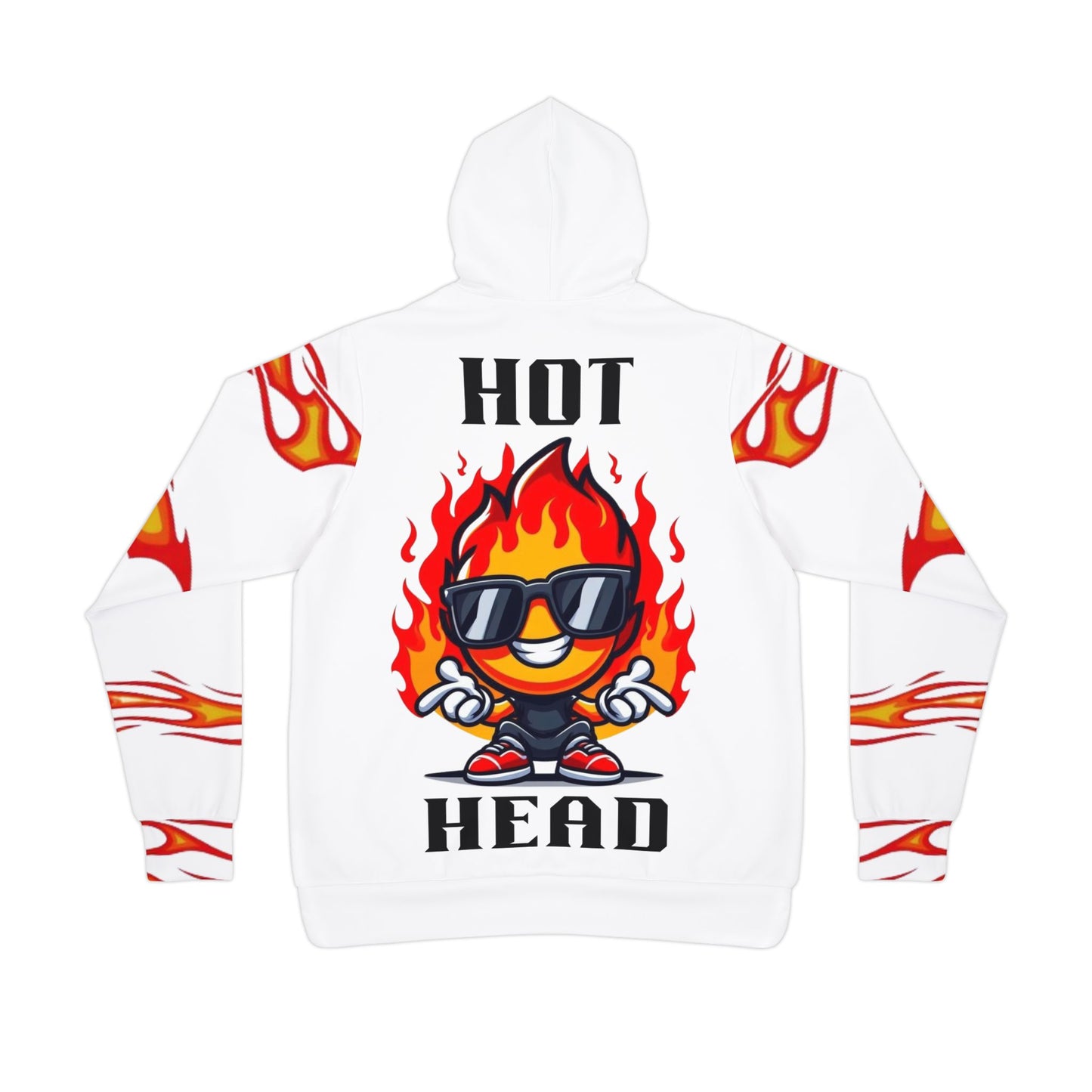 🔥 Red Flame Graphic White Hoodie – Bold "Hot Head" Streetwear Design