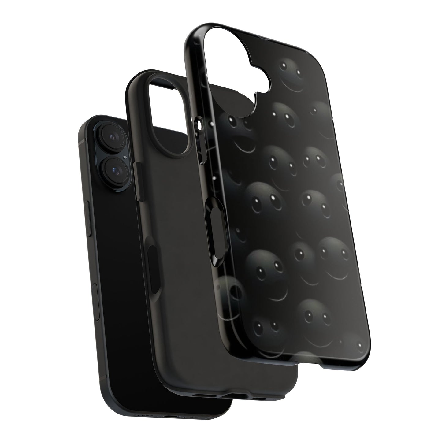 😊 Cute Smiley Face Black Tough Phone Case – Fun & Durable Protection for iPhone & Android