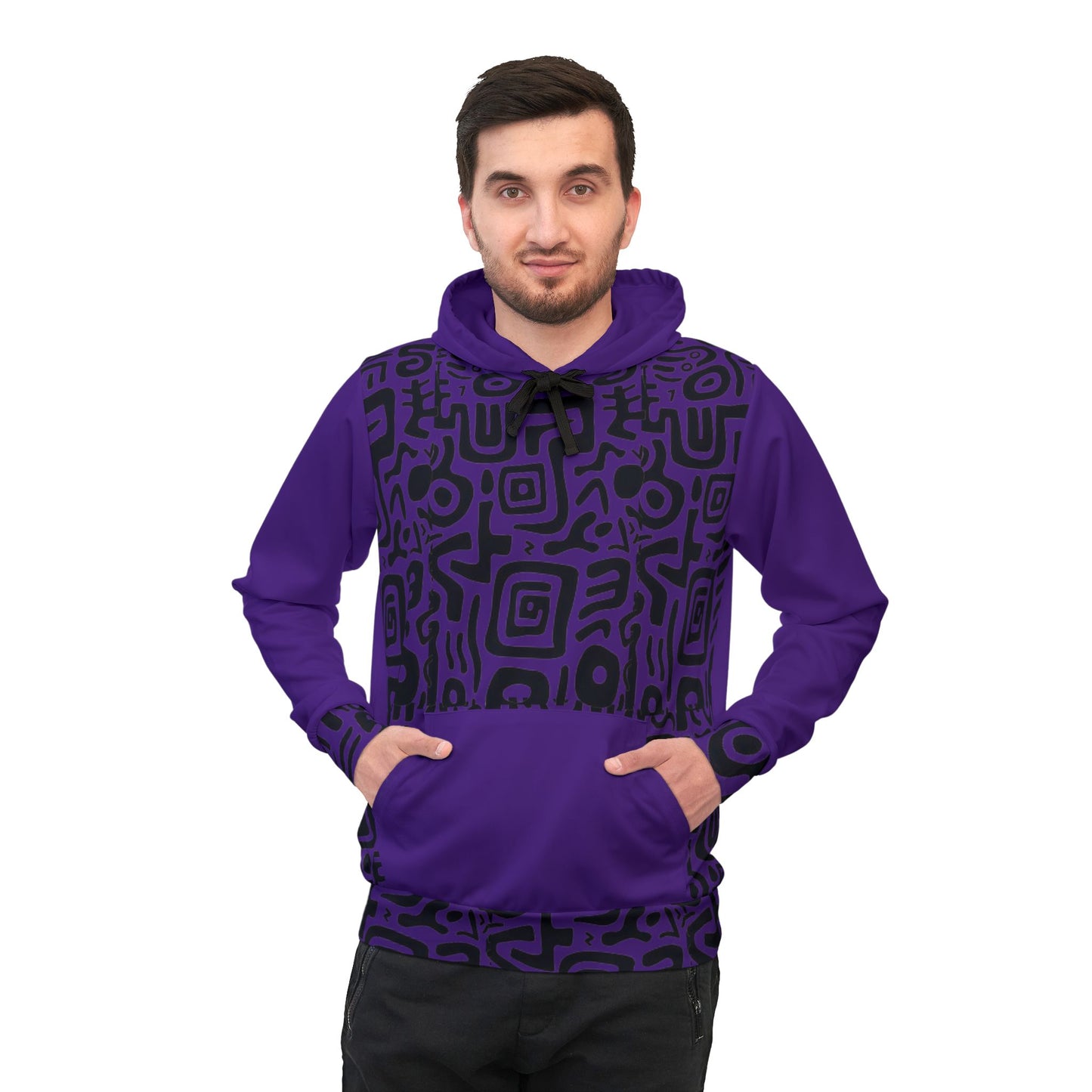 🔥 Bold Purple & Black Tribal Pattern Hoodie – Edgy Streetwear Meets Comfort (2025)
