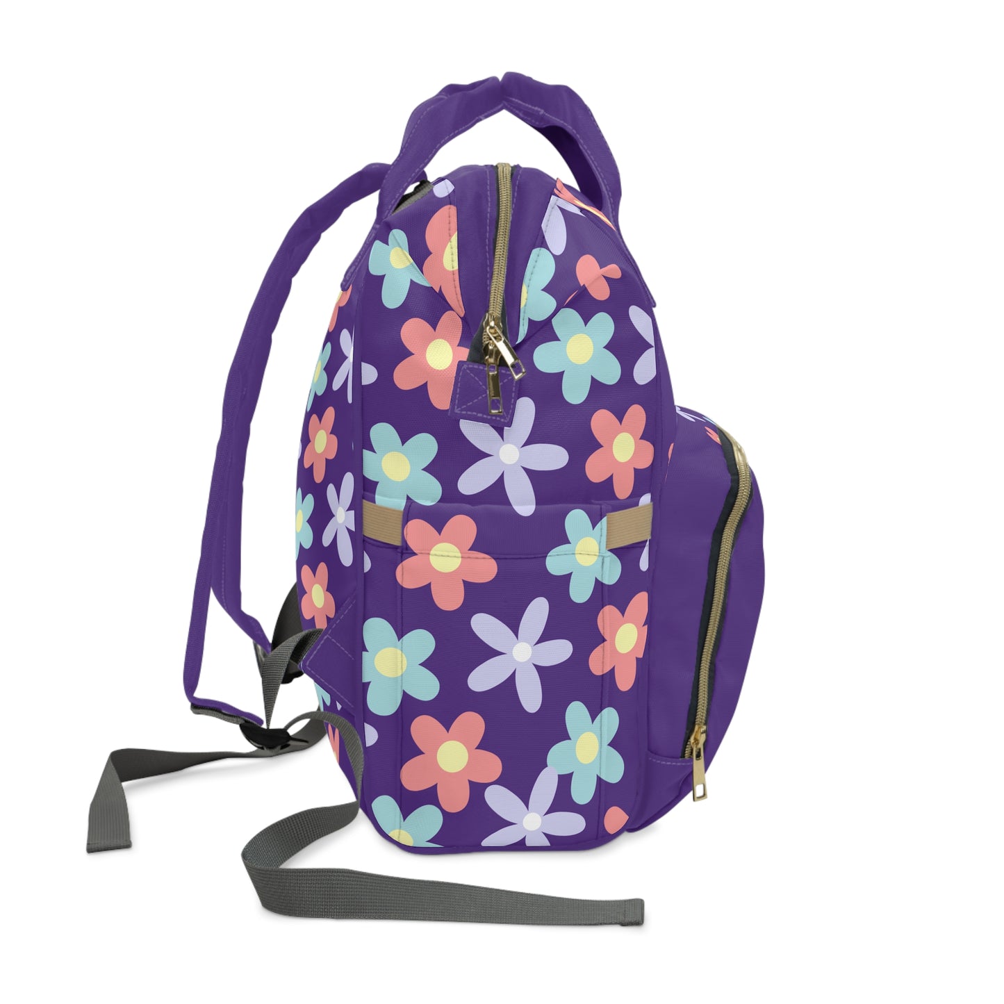 "Floral Baby Mama Diaper Backpack – Stylish & Functional Bag for New Moms on the Go"