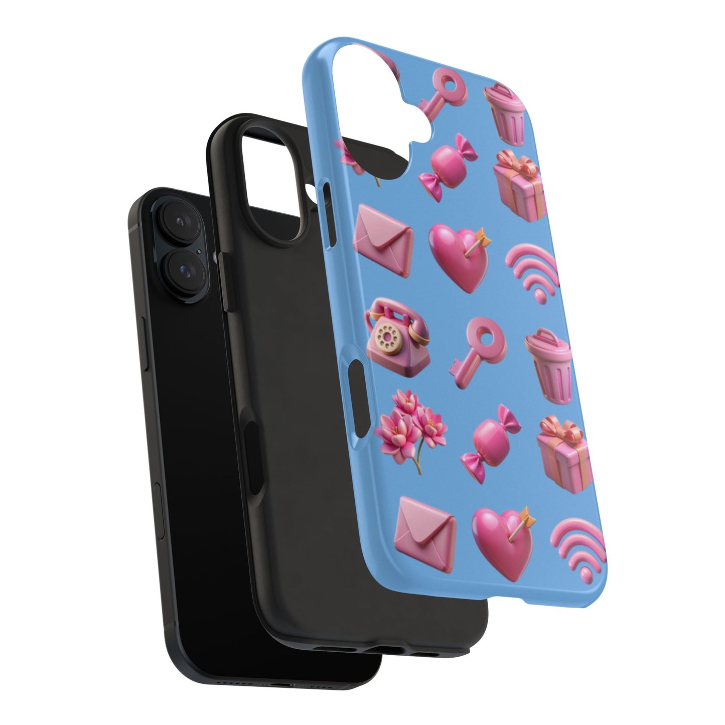 Cute and Colorful Tough Phone Case - Pink Emojis Design