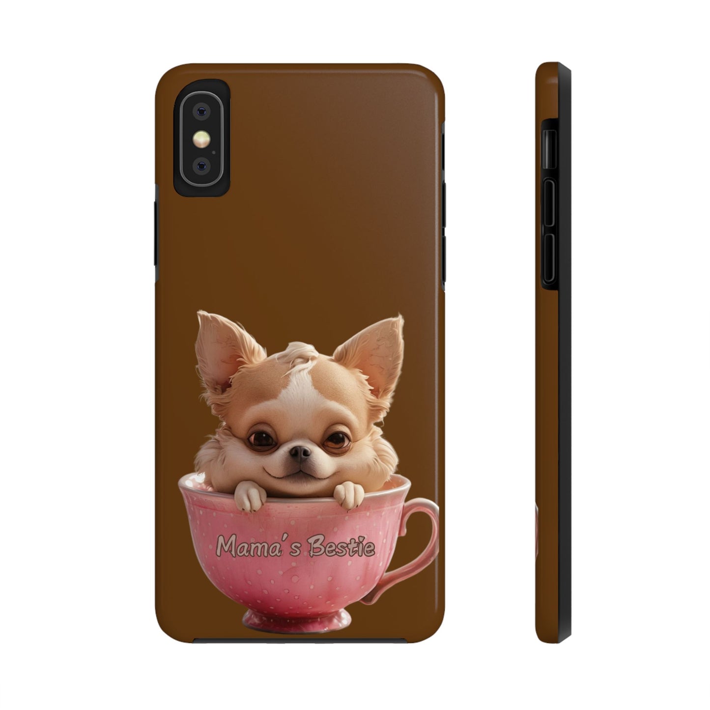Cute Chihuahua Tough Phone Case - 'Mama's Bestie' Design