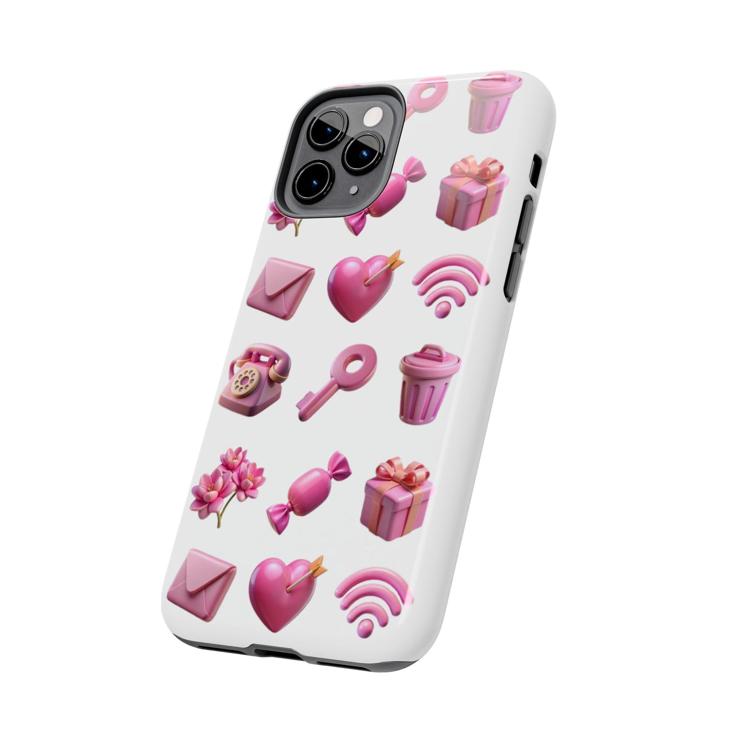 Cute and Colorful Tough Phone Case - Pink Emojis Design
