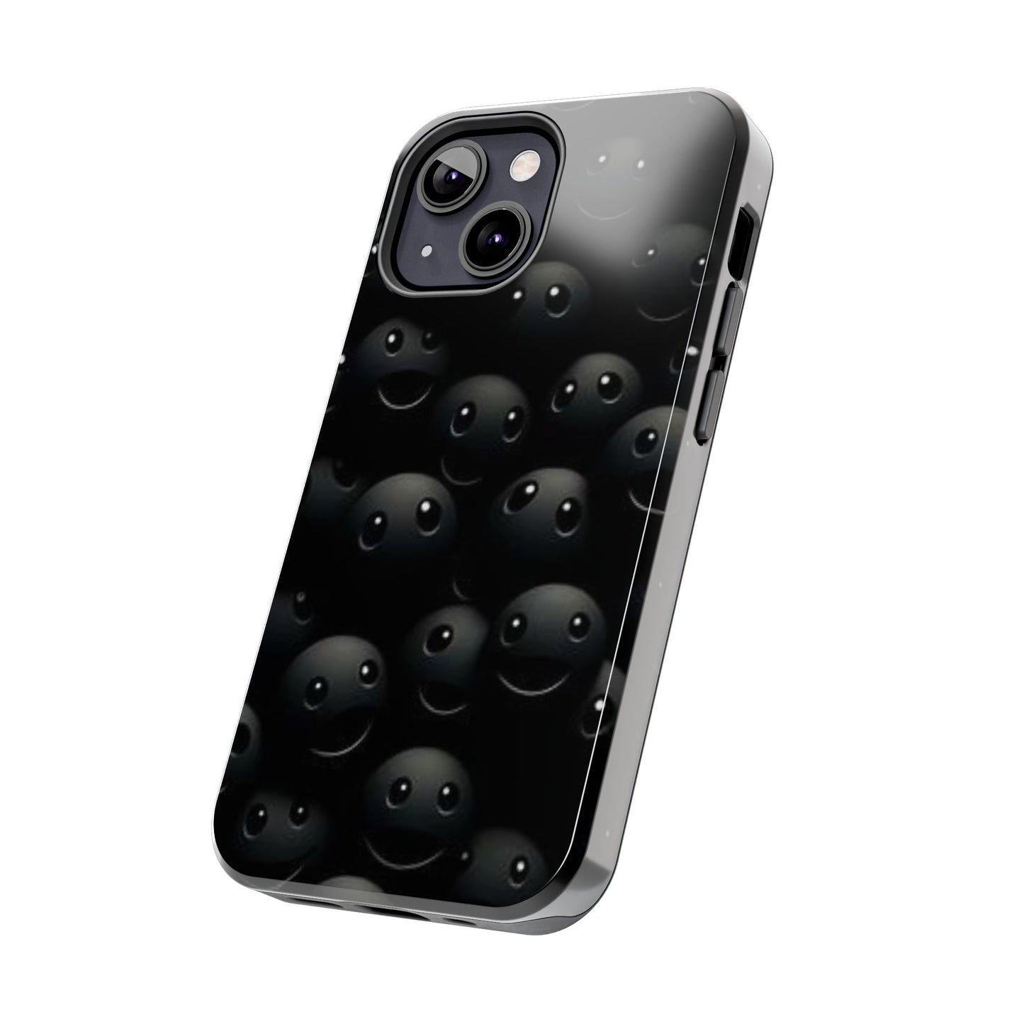 😊 Cute Smiley Face Black Tough Phone Case – Fun & Durable Protection for iPhone & Android