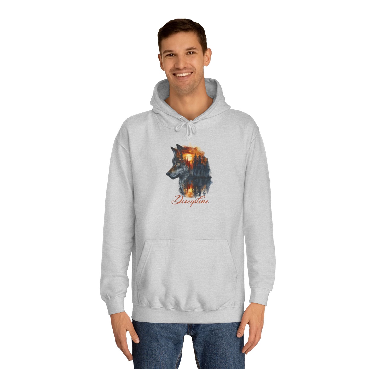 Glacier White Sweater for Men – Discipline Wolf Graphic for Focus and Power