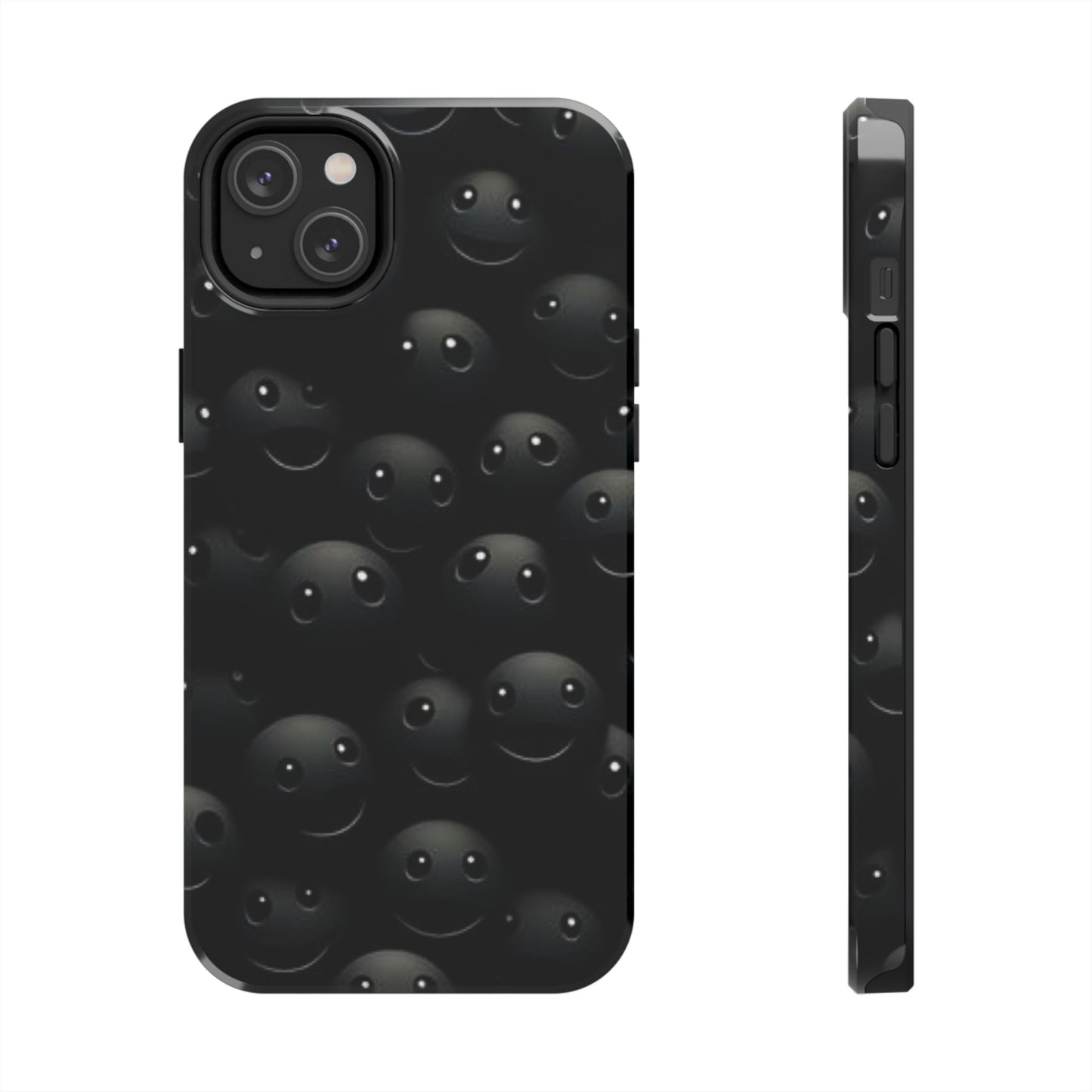 😊 Cute Smiley Face Black Tough Phone Case – Fun & Durable Protection for iPhone & Android