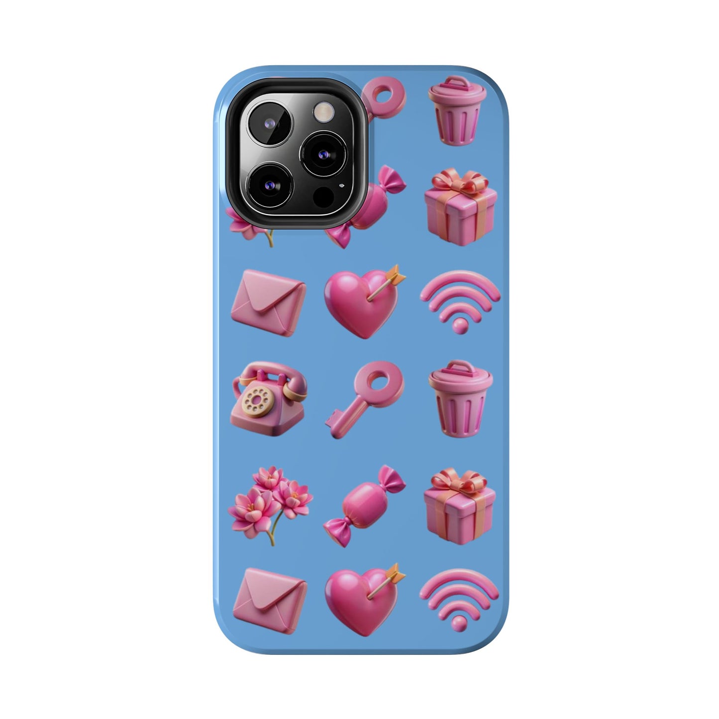 Cute and Colorful Tough Phone Case - Pink Emojis Design
