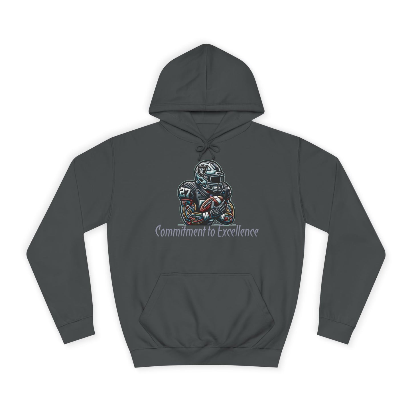 Jet Black NFL Men’s Hoodie – "Commitment to Excellence" Game Day Football Sweatshirt with Drawstrings & Kangaroo Pocket