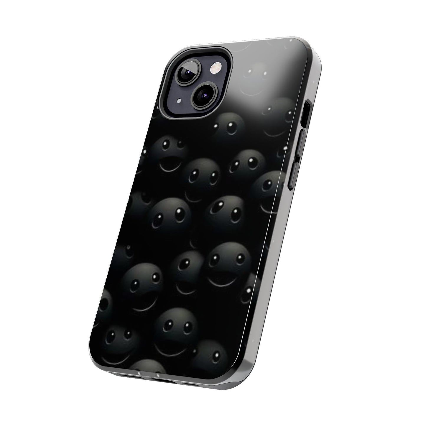 😊 Cute Smiley Face Black Tough Phone Case – Fun & Durable Protection for iPhone & Android