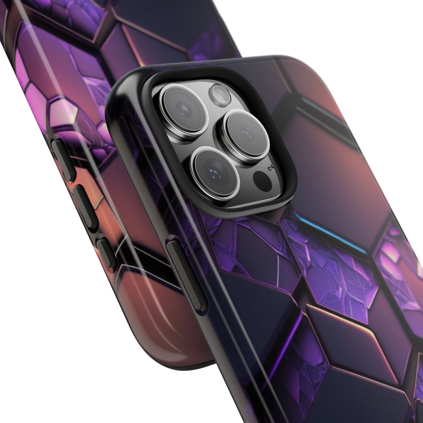 Hexagonal Tough Phone Case - Vibrant Protective Design for Tech Enthusiasts