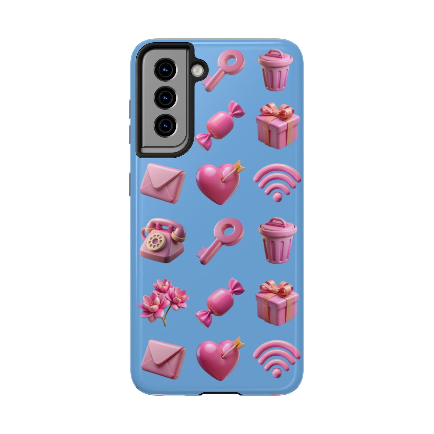 Cute and Colorful Tough Phone Case - Pink Emojis Design