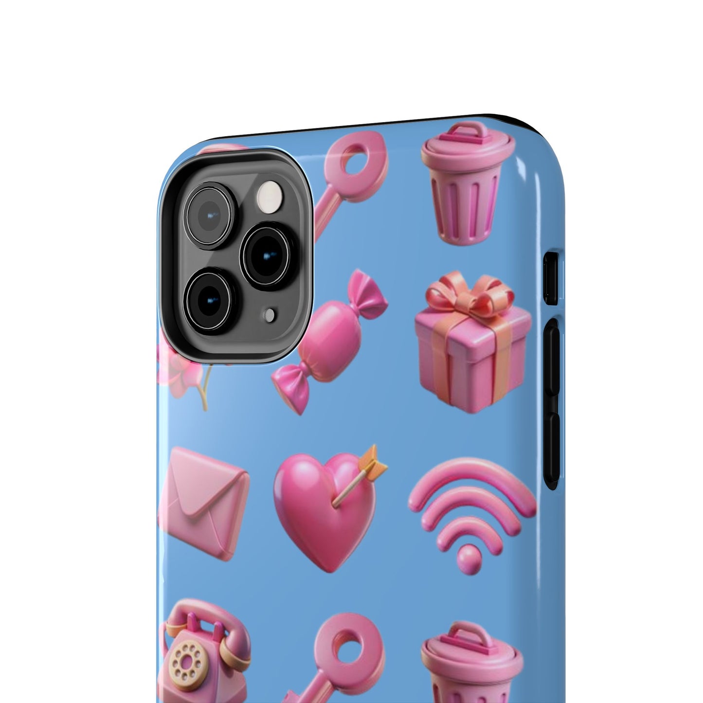 Cute and Colorful Tough Phone Case - Pink Emojis Design