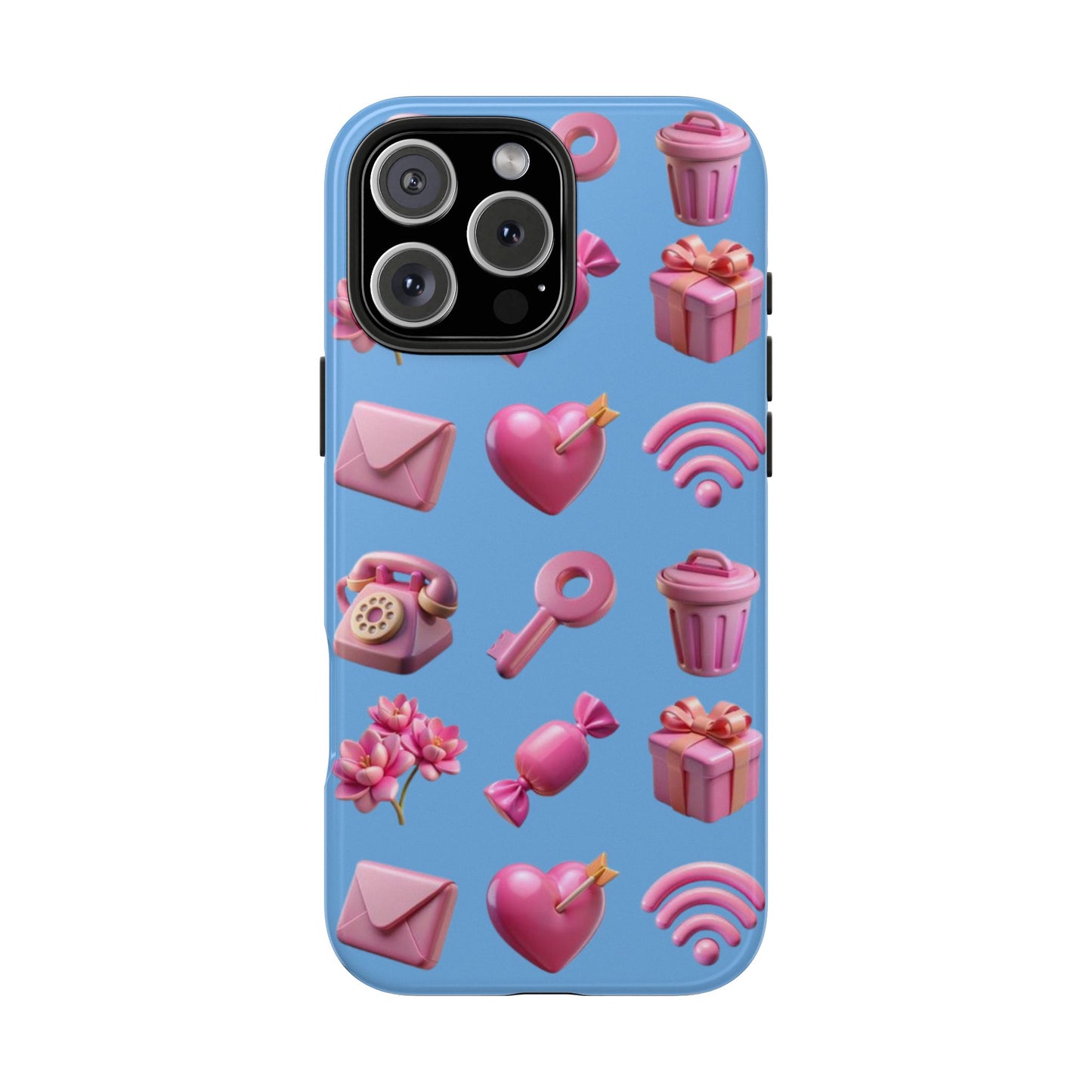 Cute and Colorful Tough Phone Case - Pink Emojis Design