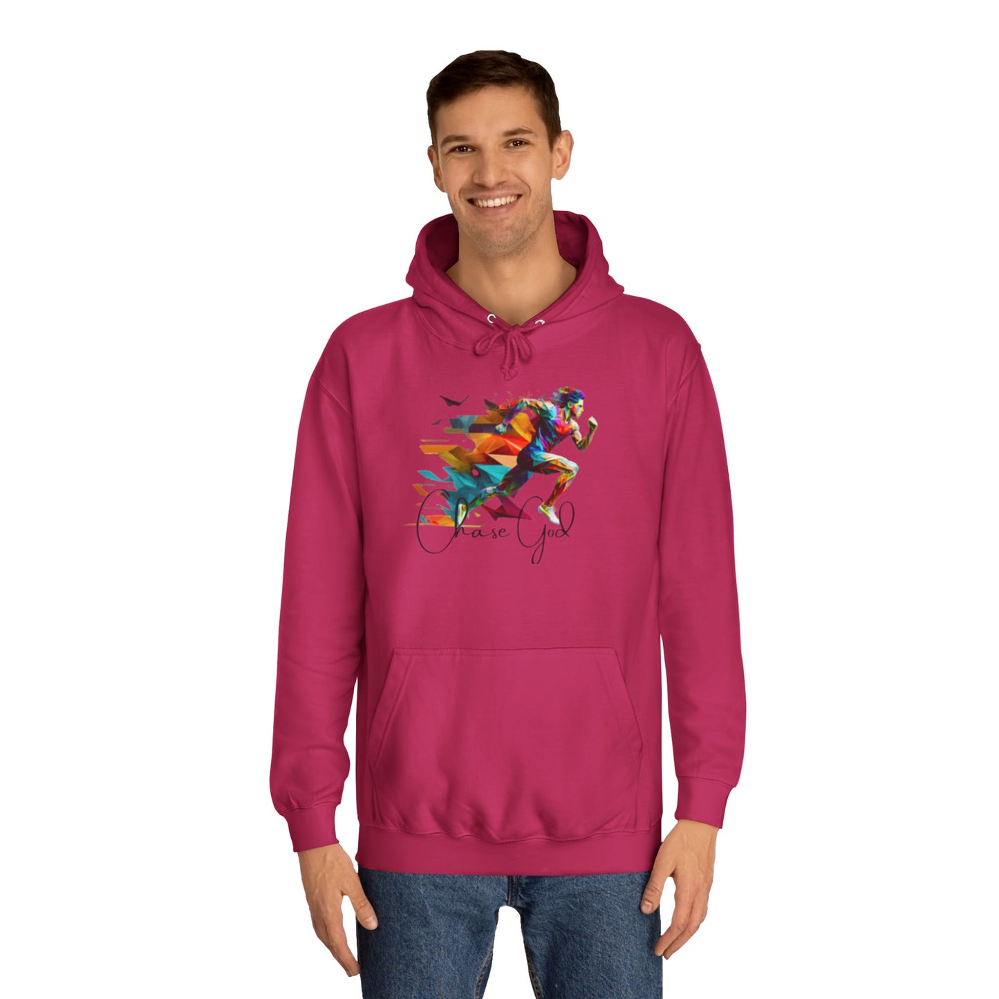 Angel White Faith Hoodie for Men – "Chase God, Inspire & Elevate" Spiritual Motivation Wear