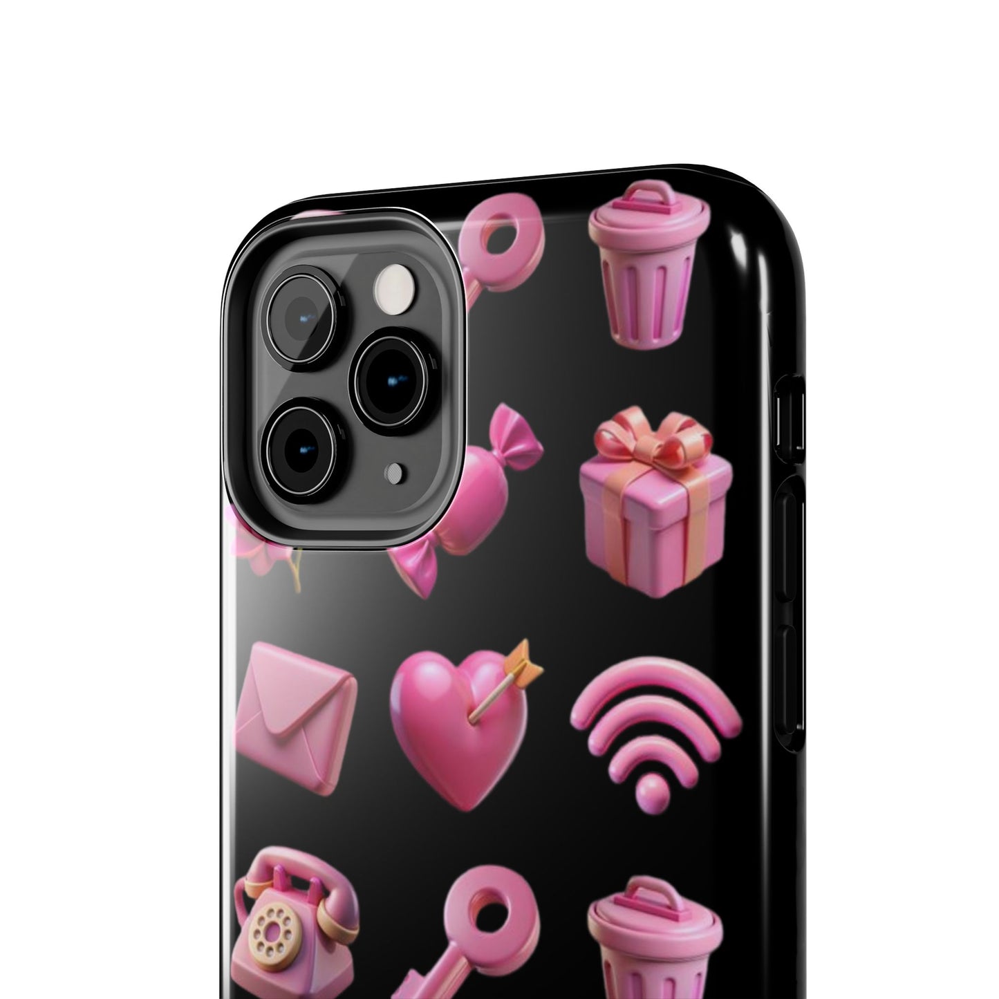 Cute and Colorful Tough Phone Case - Pink Emojis Design