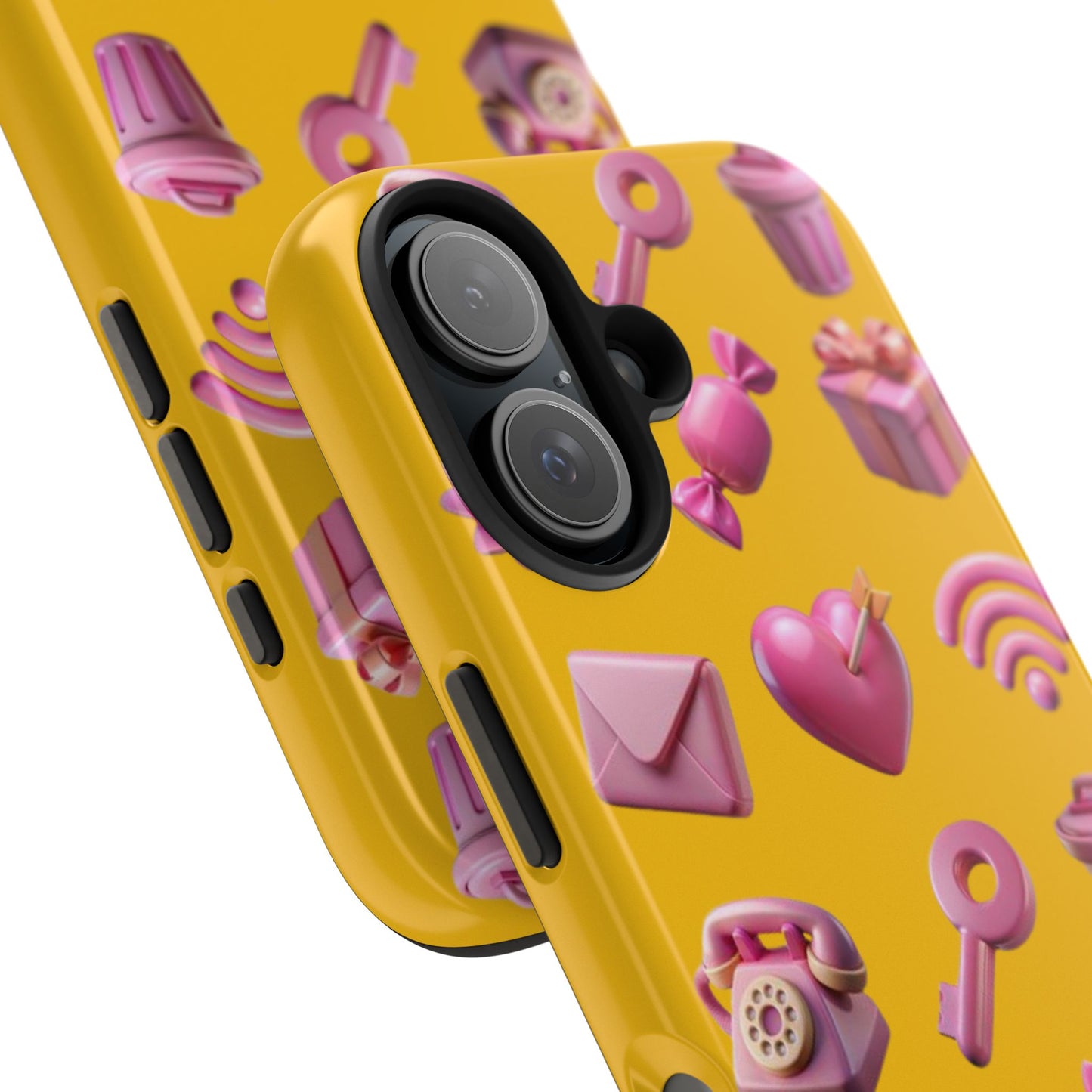 Cute and Colorful Tough Phone Case - Pink Emojis Design