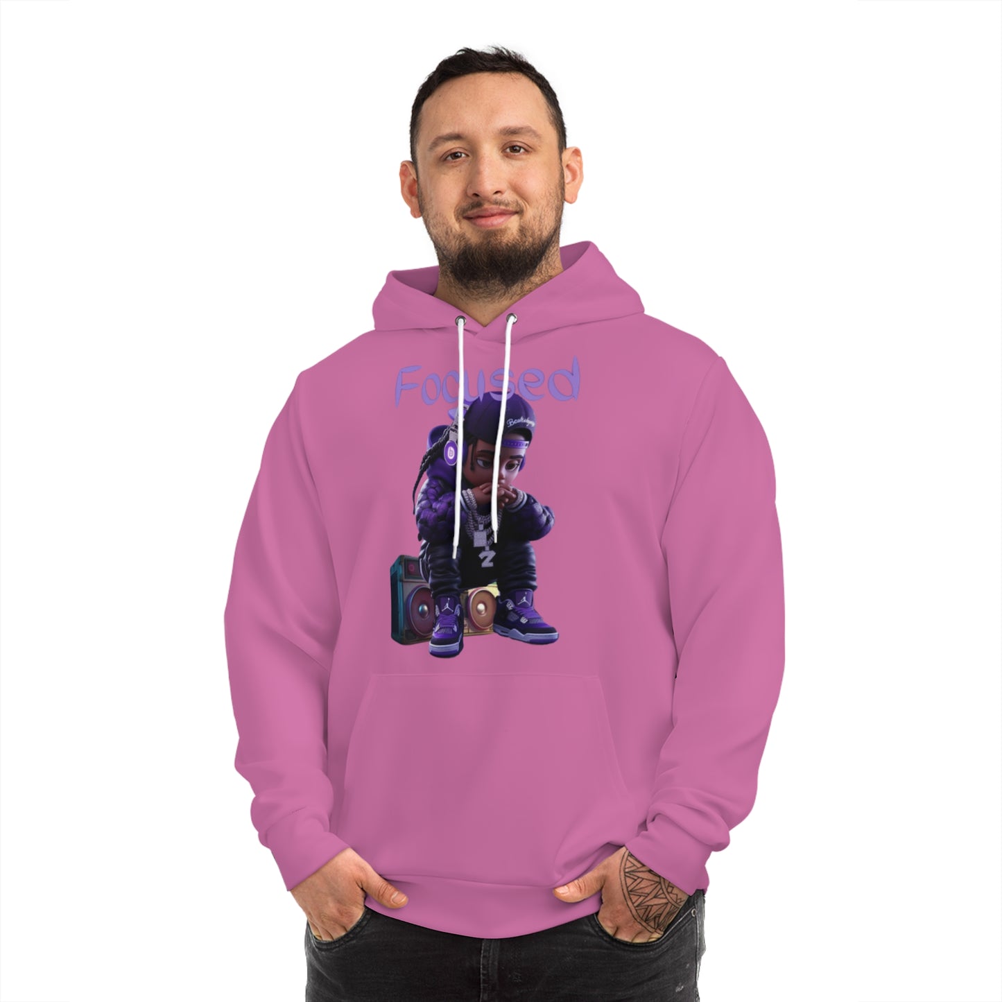 Blush Focus Pink Hoodie for Men – Stay Locked In Driven Mindset Streetwear