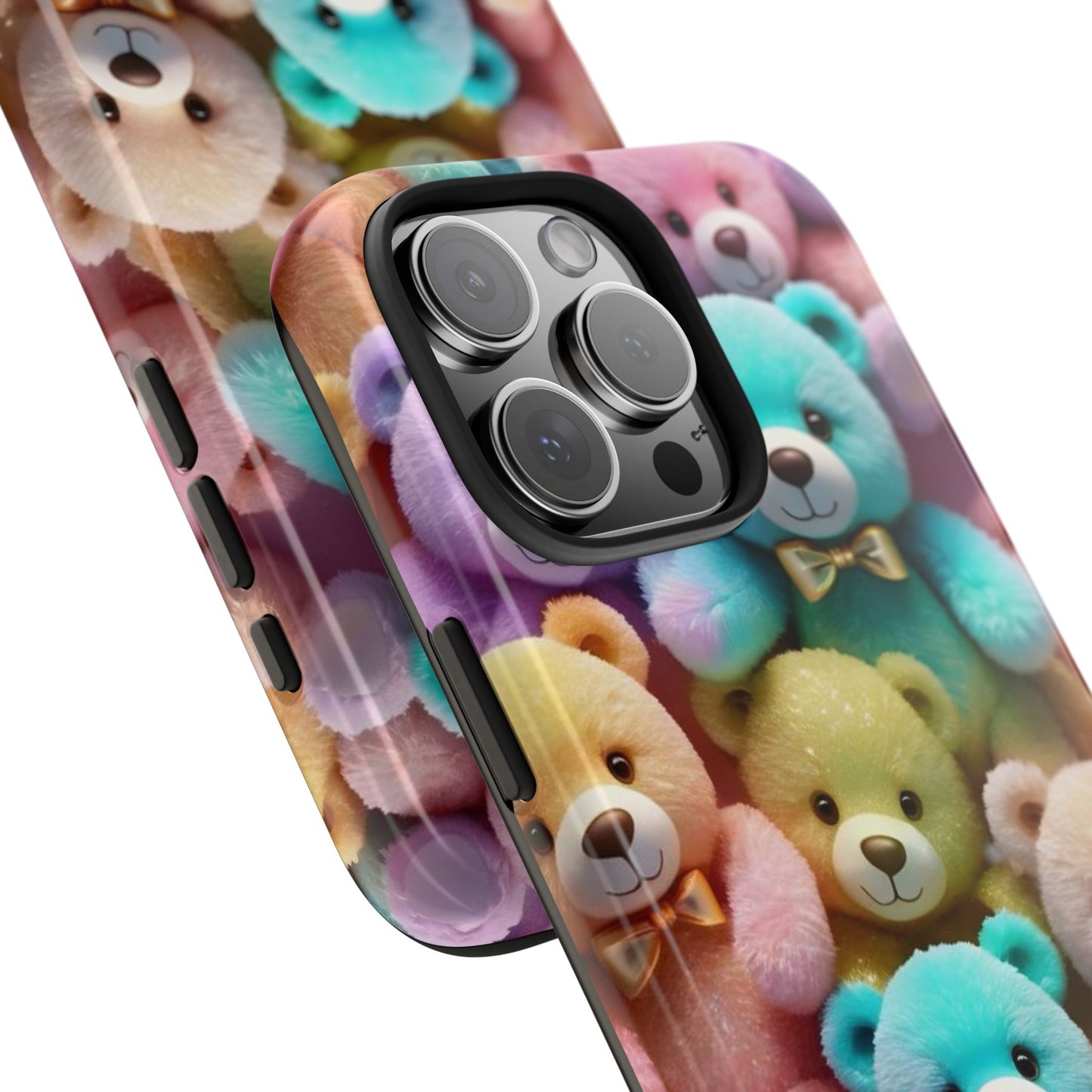 "Cute Teddy Bear Tough Phone Case – Colorful Plush-Inspired Protective Cover for iPhone & Android"