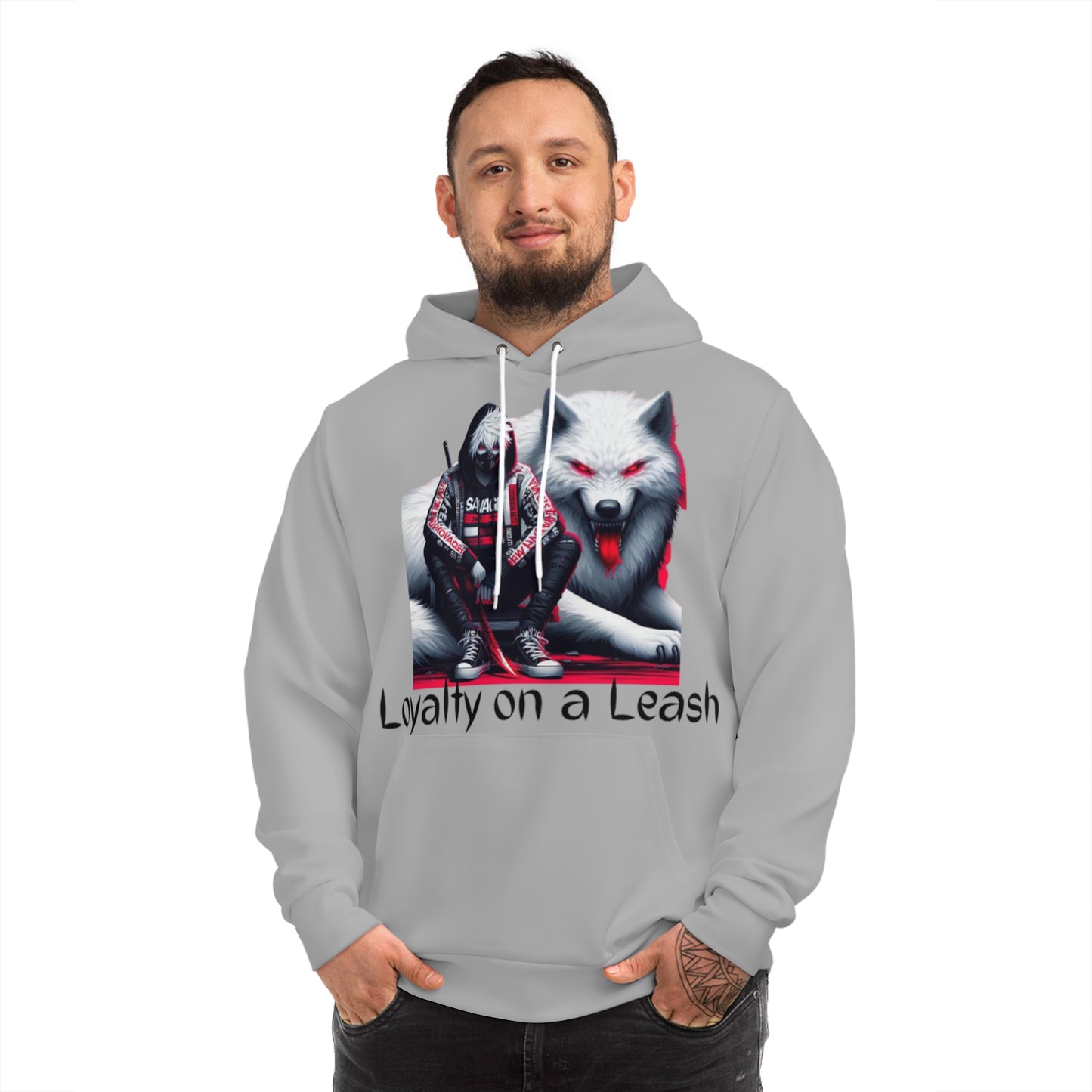 Ash Wolf Grey Hoodie for Men & Women – "Loyalty on a Leash" Fierce Wolf Graphic Wear
