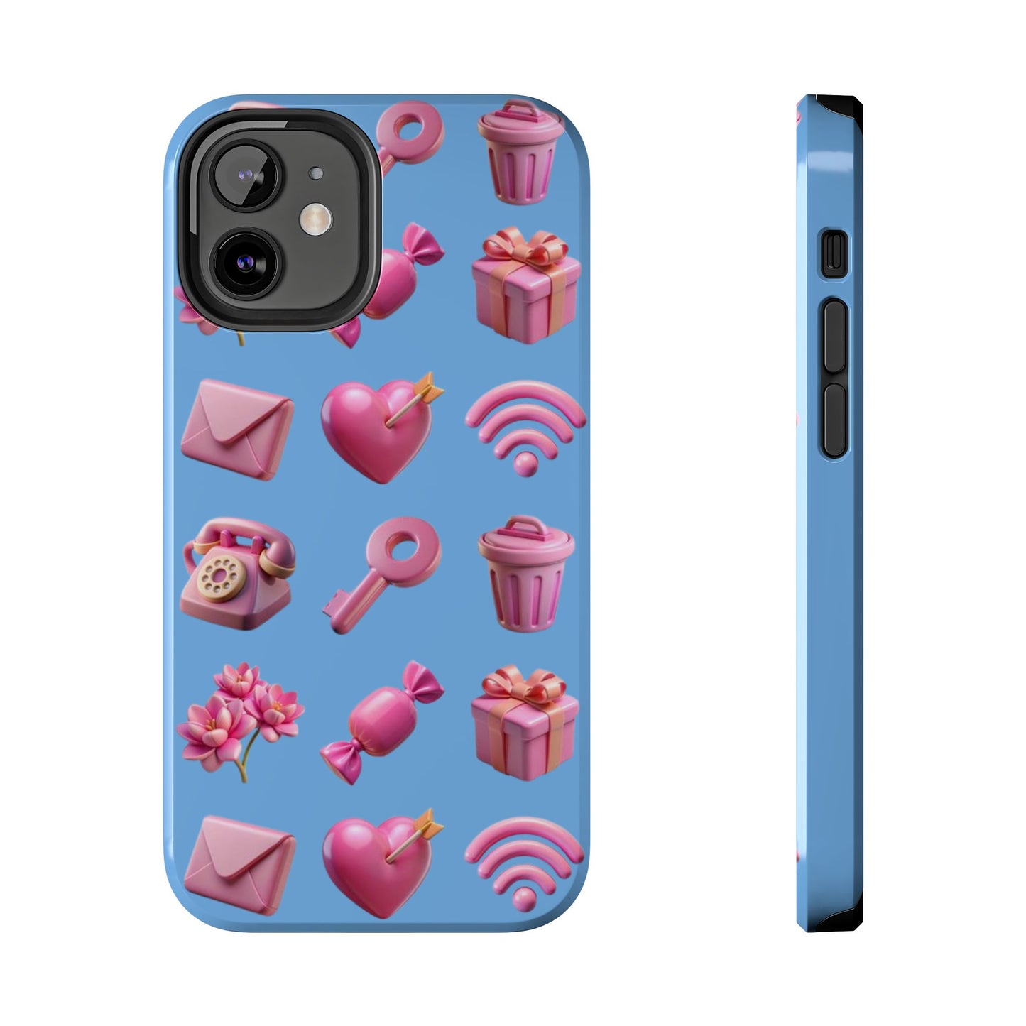 Cute and Colorful Tough Phone Case - Pink Emojis Design