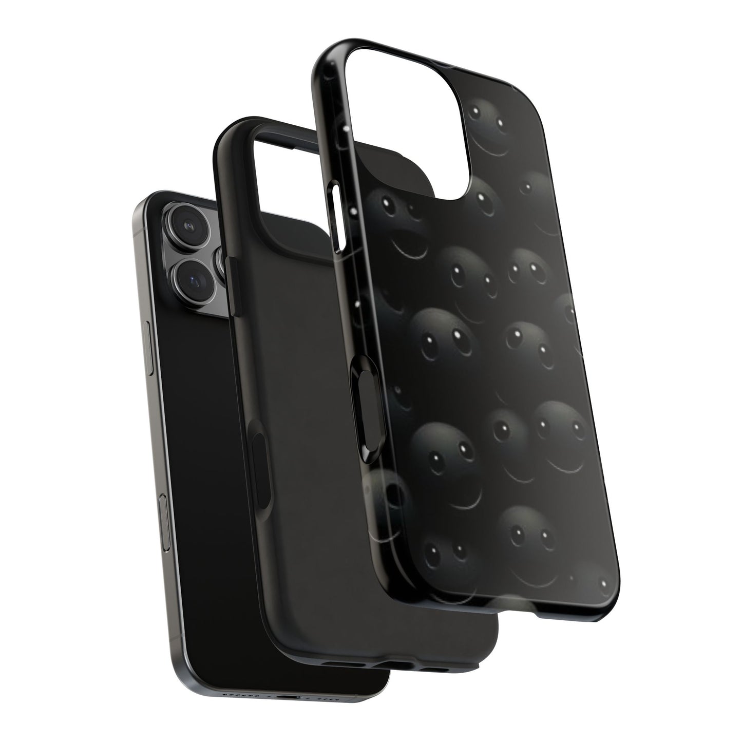 😊 Cute Smiley Face Black Tough Phone Case – Fun & Durable Protection for iPhone & Android